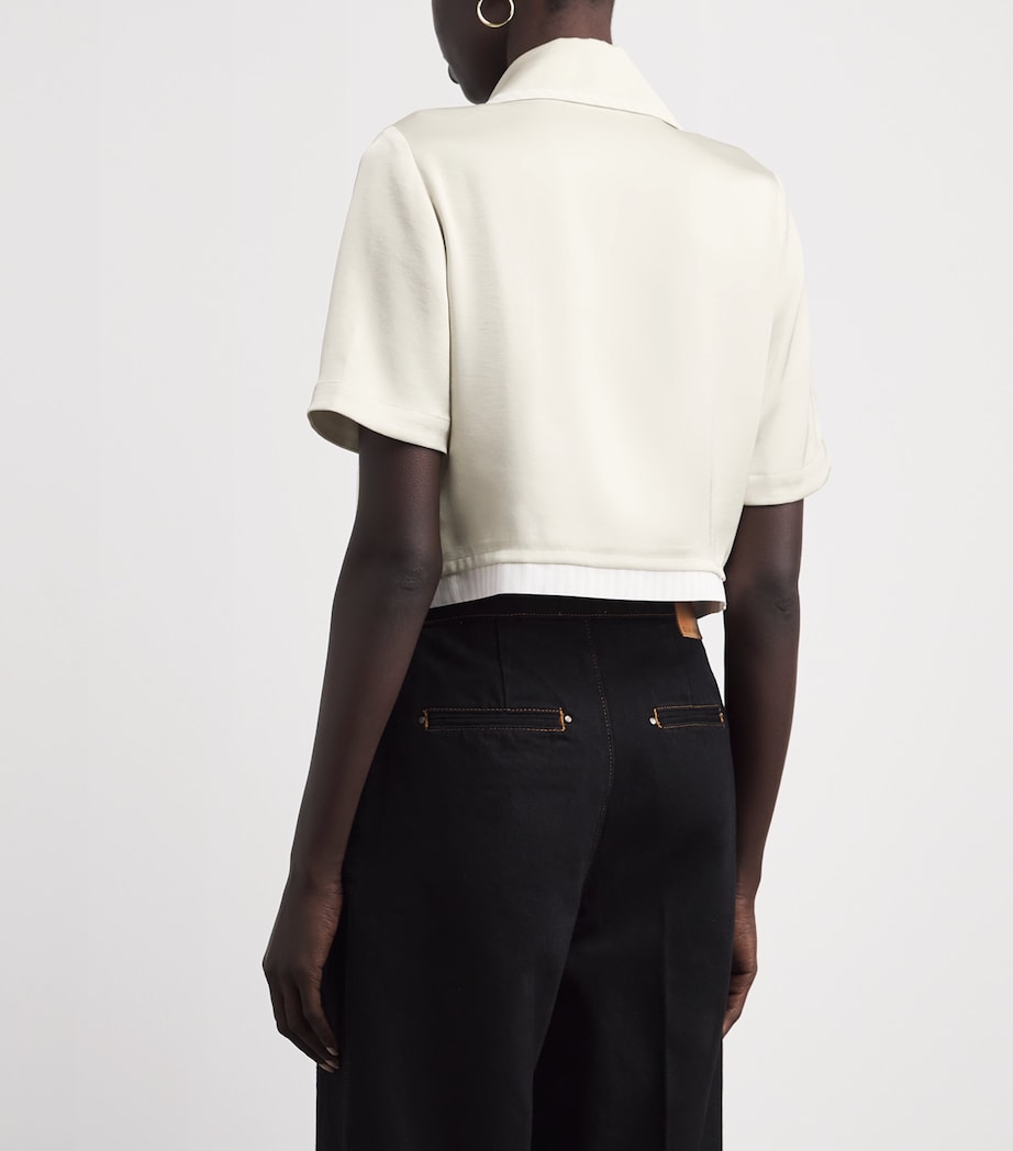 Claudie Pierlot Womens Satin Cropped Shirt Vanilla Image 5