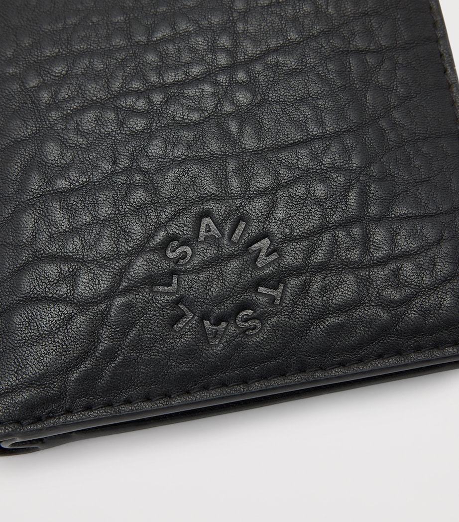 AllSaints Grained Leather Delph Bifold Wallet Black Image 6