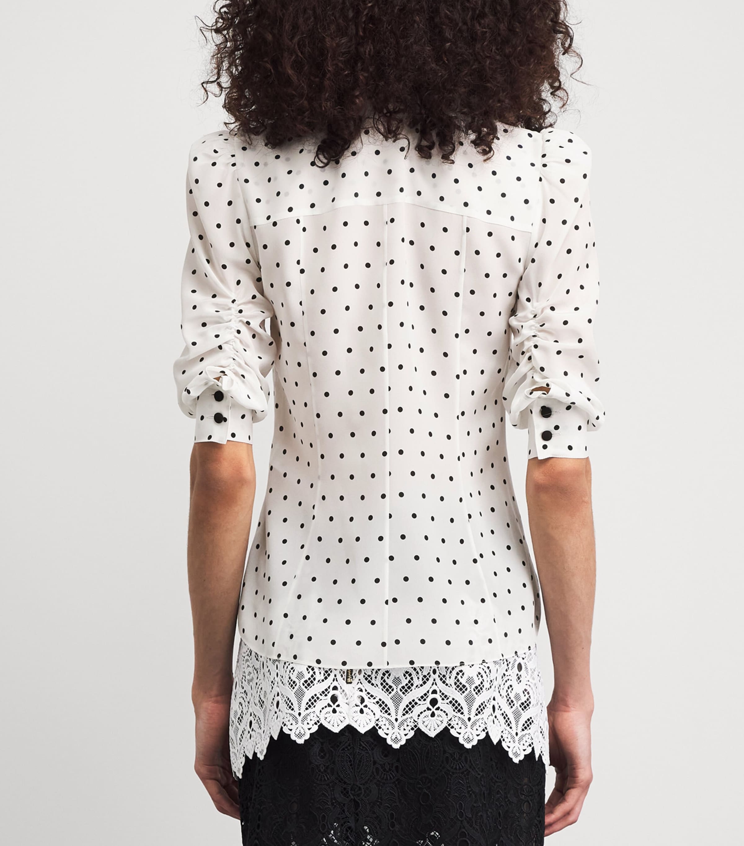 Carolina Herrera Womens Silk Polka-Dot Blouse Ivory Multi Image 5