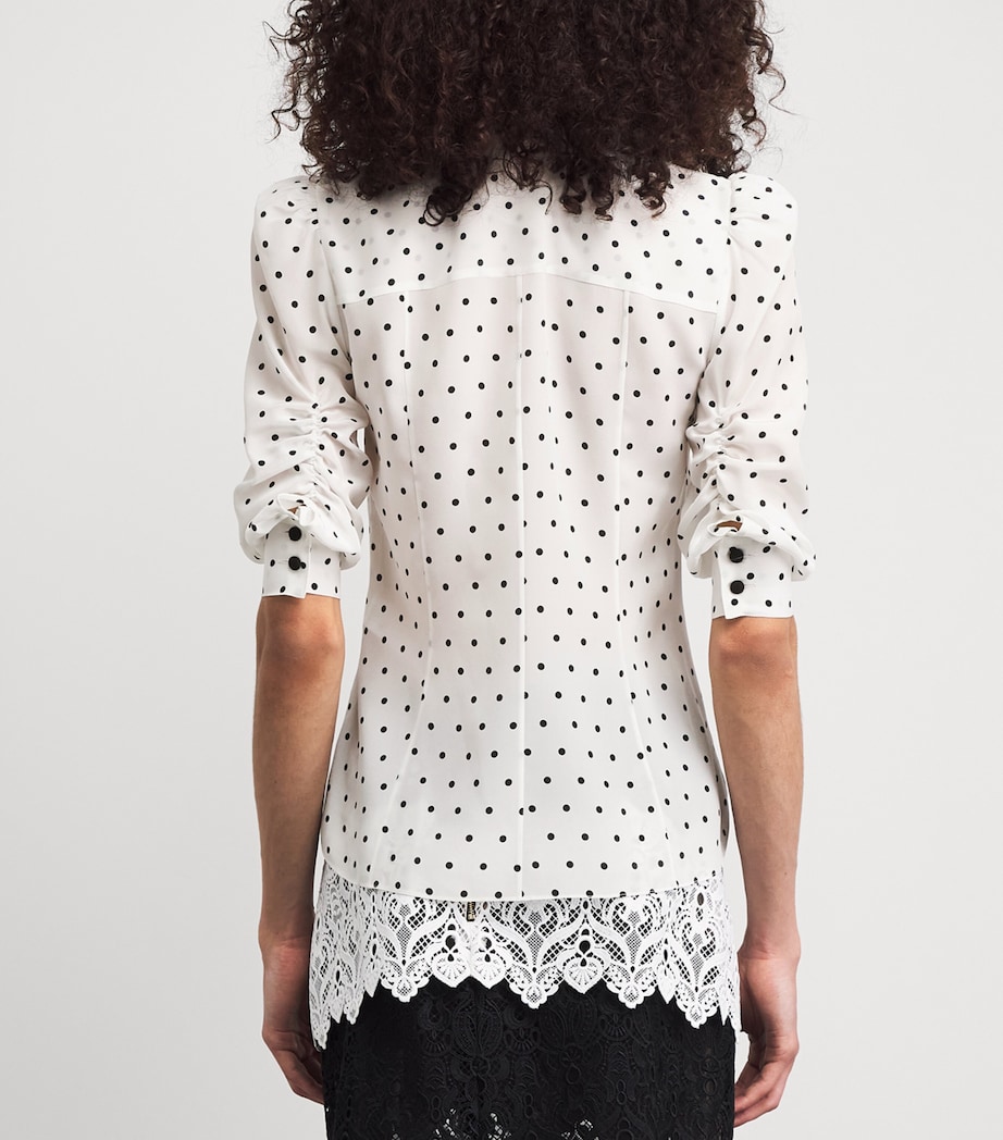 Carolina Herrera Womens Silk Polka-Dot Blouse Ivory Multi Image 5