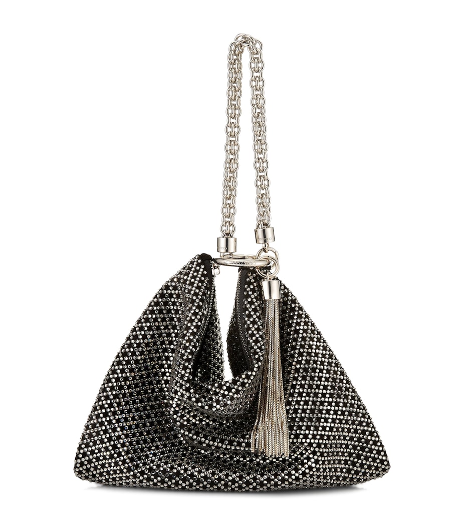 Suede Crystal-Embellished Callie Clutch Bag BLACK Image 1