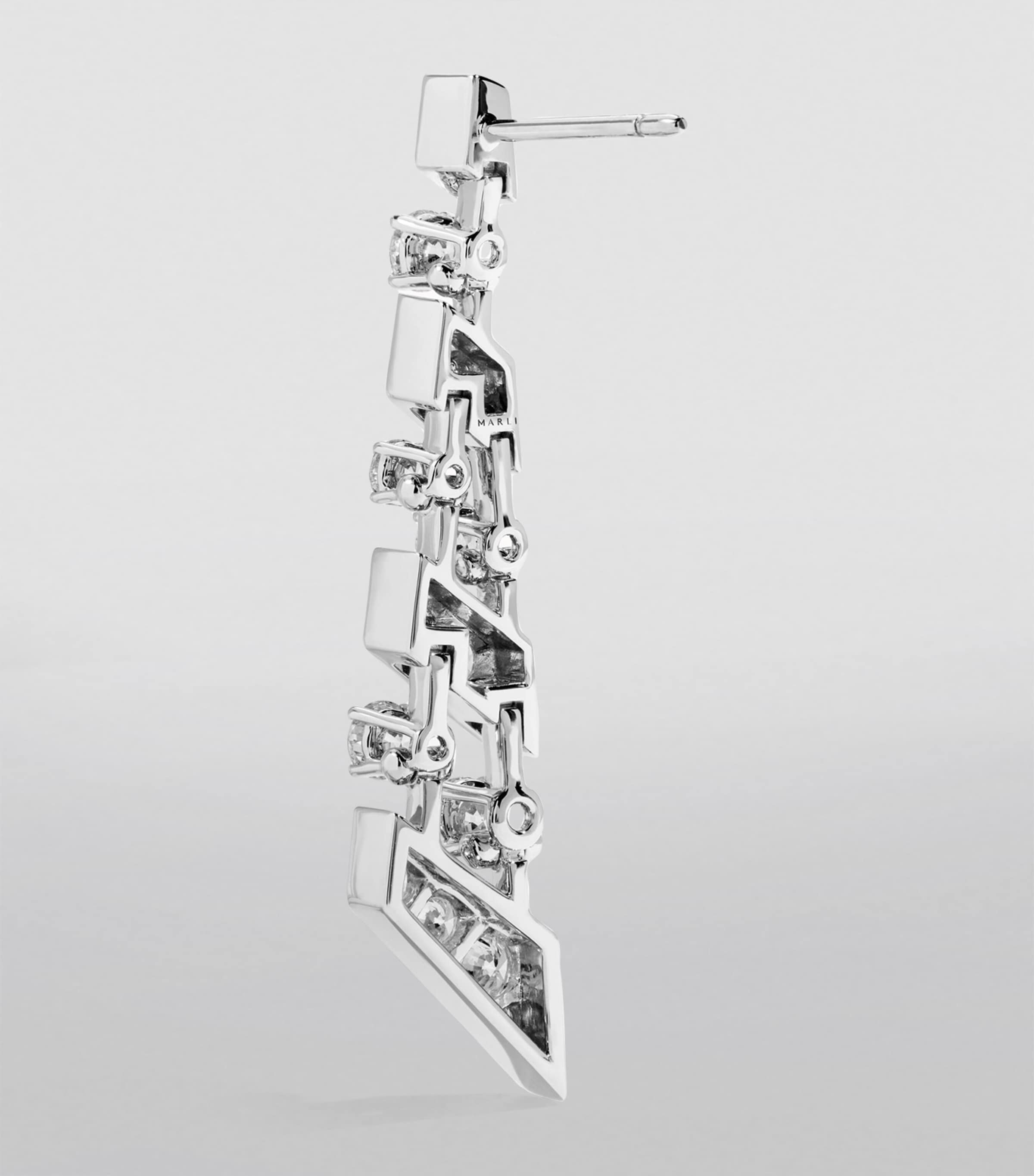 MARLI New York White Gold and Diamond Fifth Avenue Drop Earrings White Gold Image 3