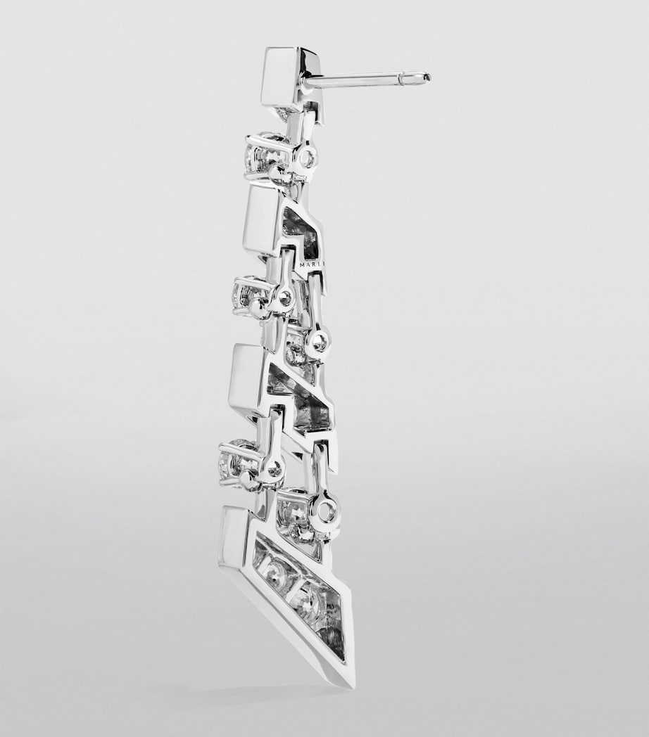 MARLI New York White Gold and Diamond Fifth Avenue Drop Earrings White Gold Image 3