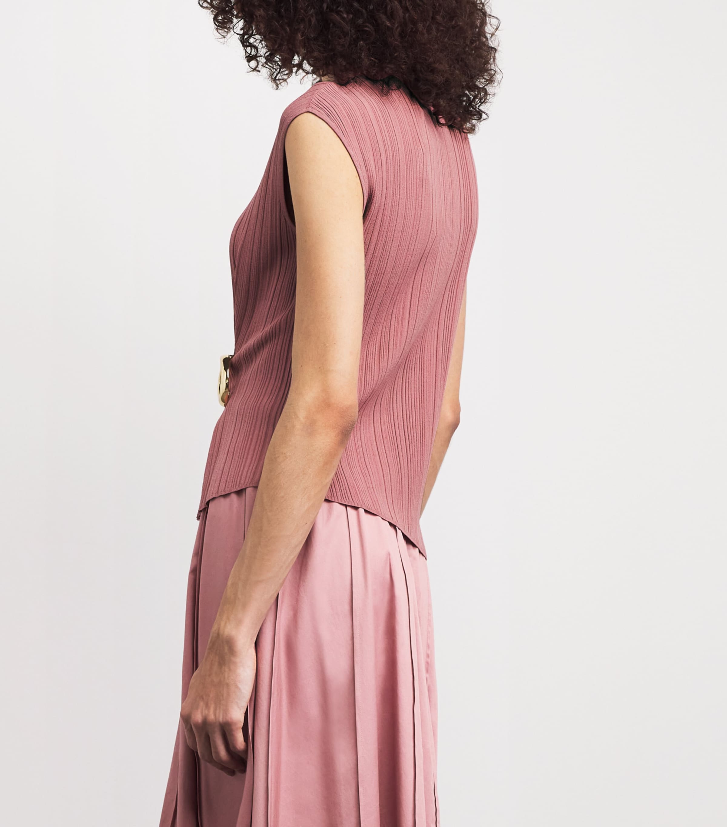 Joseph Womens Plissé Kenit Top Musk Image 5