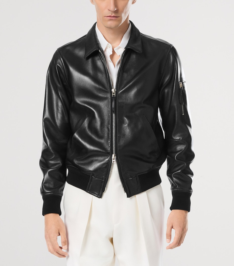 Leather Bomber Jacket NAA Image 2