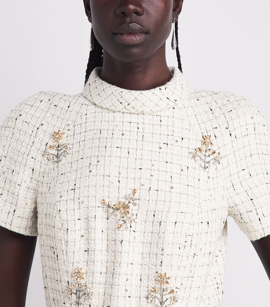 Huishan Zhang Womens Tweed Genevieve Midi Dress White Image 3