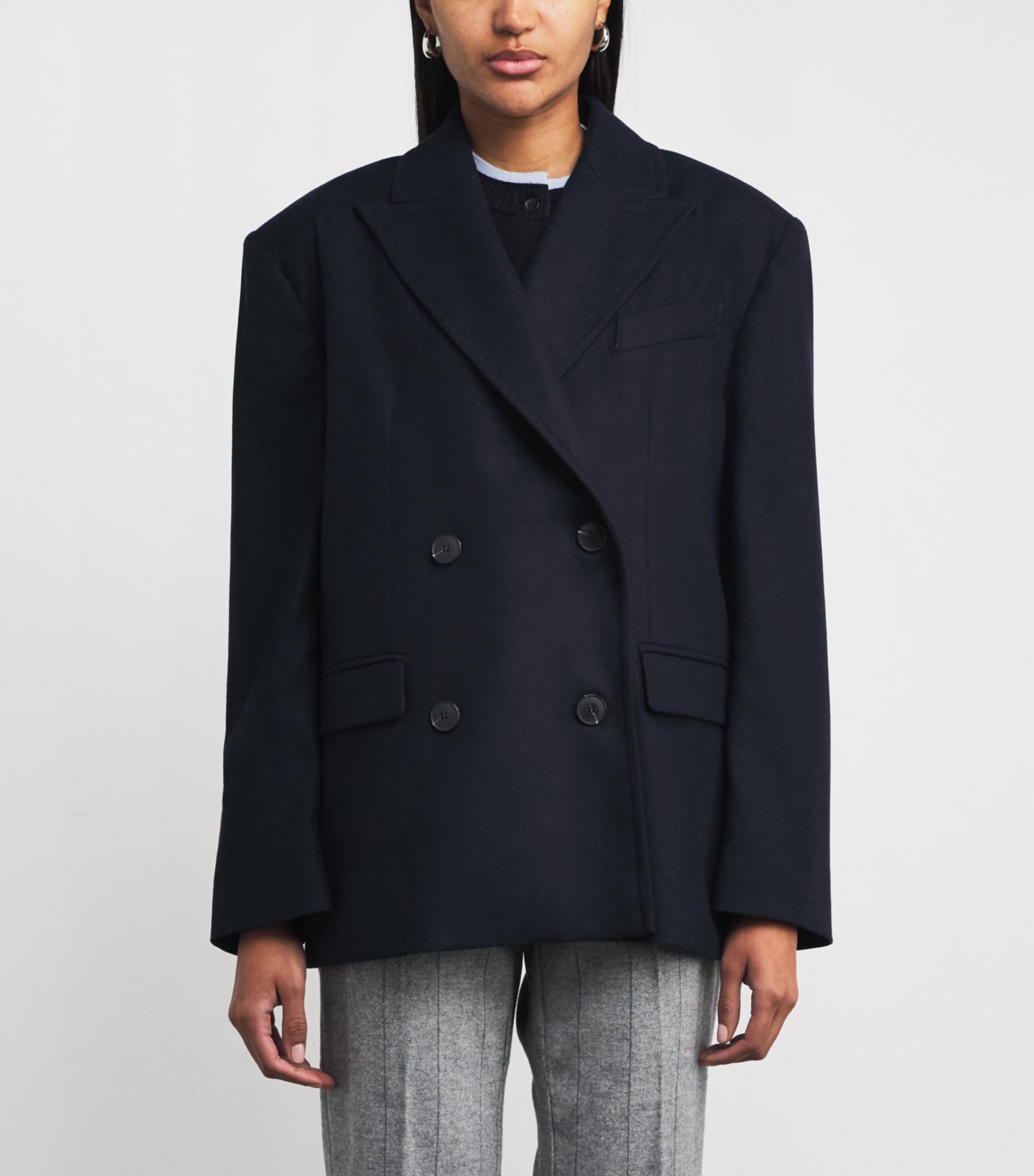 Wool-Blend Double-Breasted Pea Coat NAVY Image 3