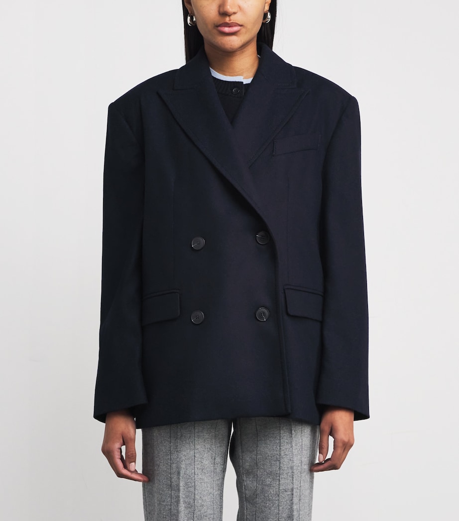 Wool-Blend Double-Breasted Pea Coat NAVY Image 3