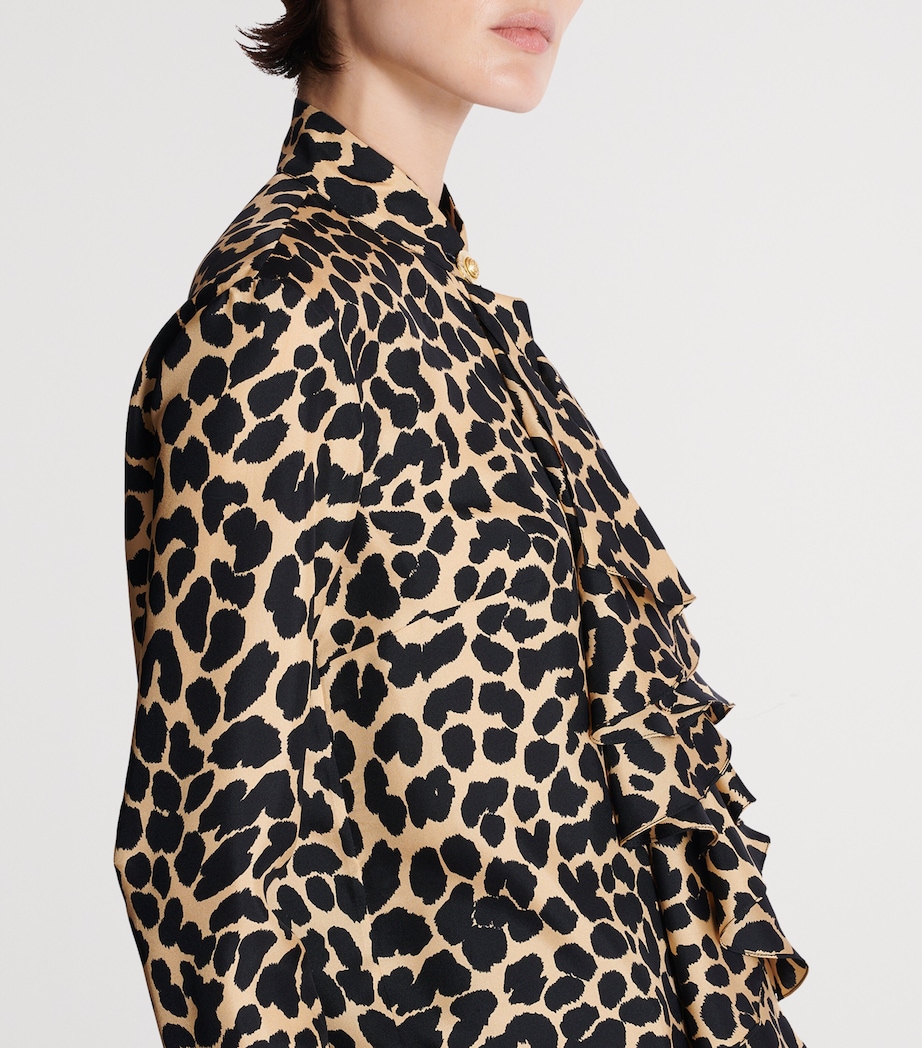 Silk Leopard Ruffled Shirt GBA BEIGE/NOIR Image 3