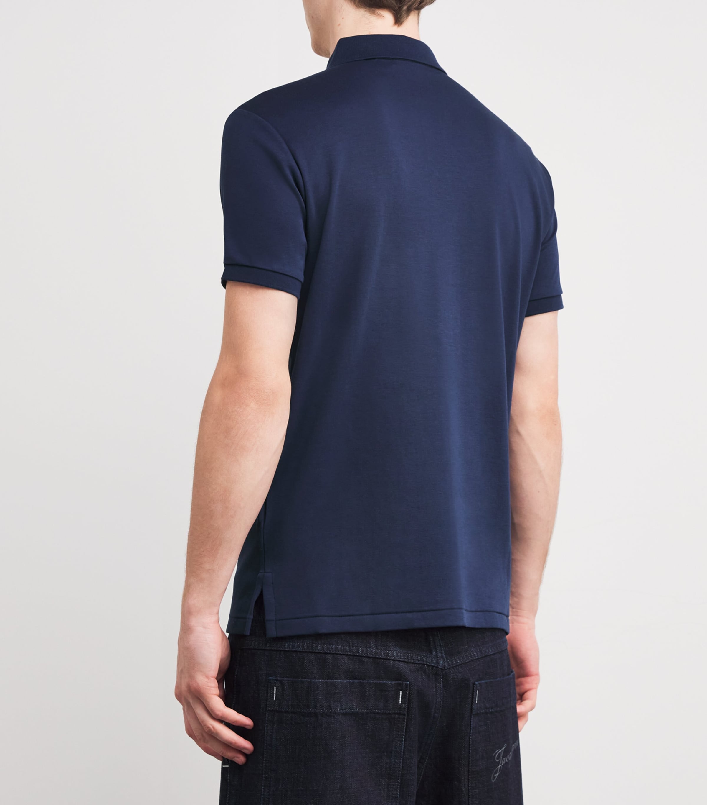 Polo Ralph Lauren Mens Cotton Custom Slim-Fit Polo Shirt French Navy Image 4
