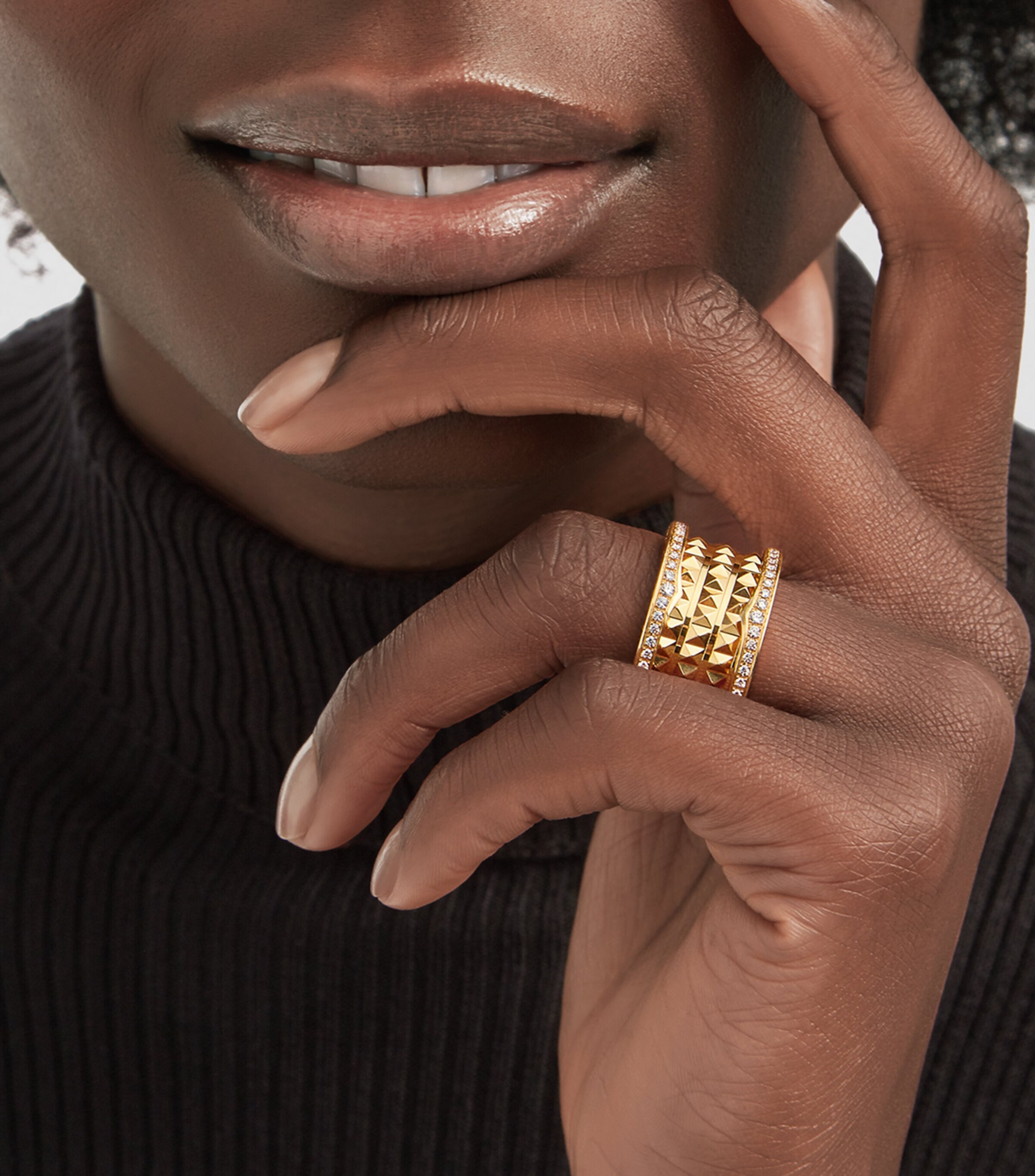 Yellow Gold and Diamond B.zero1 Rock Four-Band Ring YELLOW GOLD Image 6