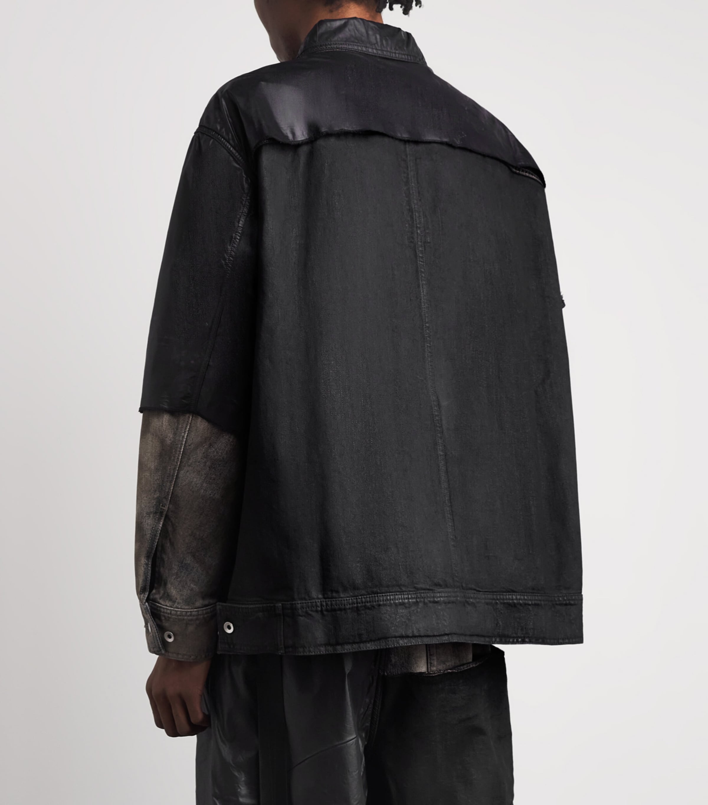 Rick Owens Mens Combo Worker Denim Jacket Dst/blck/blck Image 5