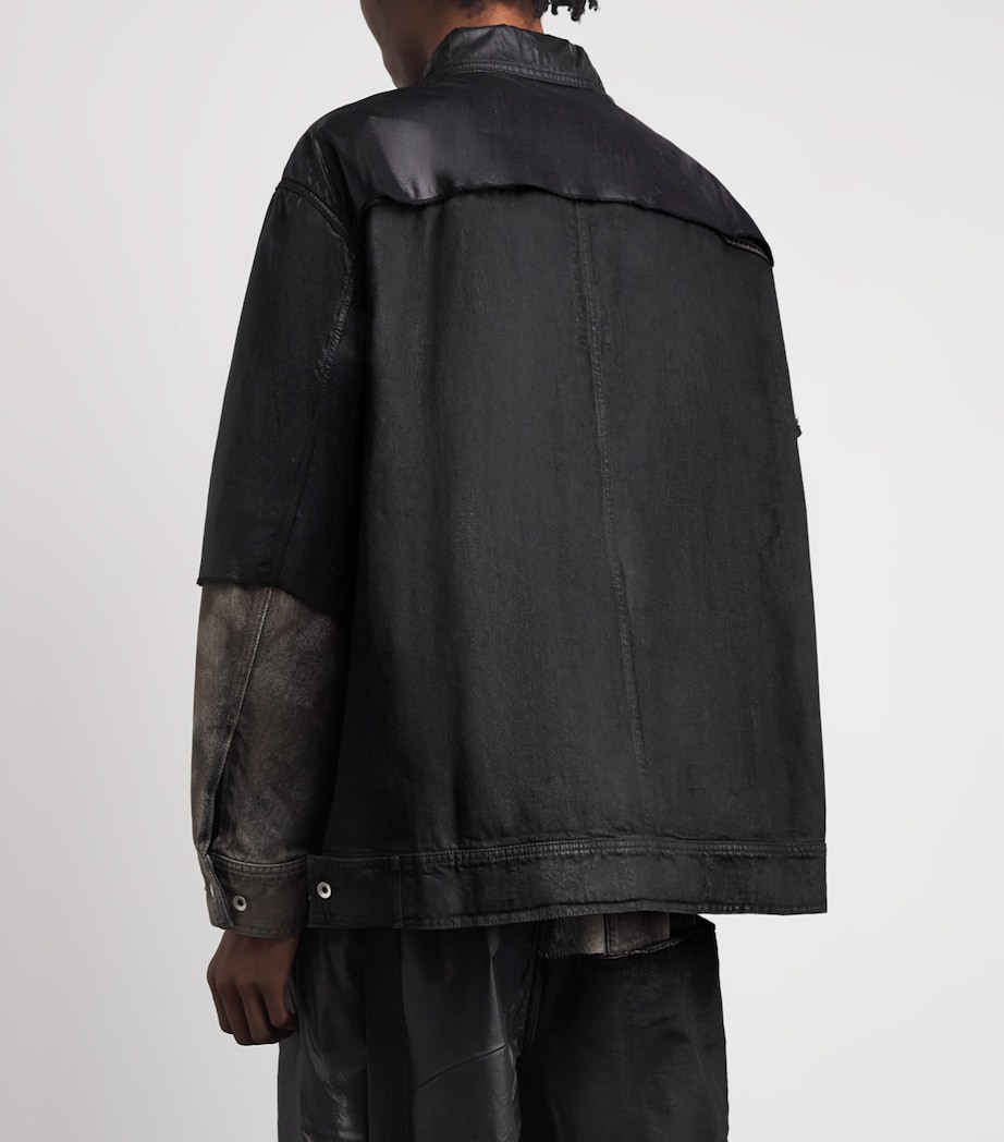 Rick Owens Mens Combo Worker Denim Jacket Dst/blck/blck Image 5