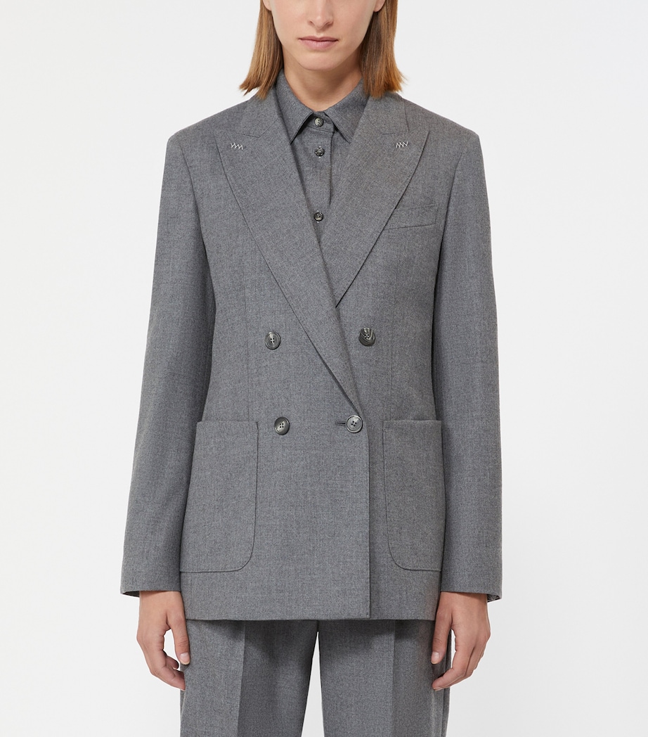 Max Mara Womens Cashmere Double-Breasted Blazer Medium Grey Image 3