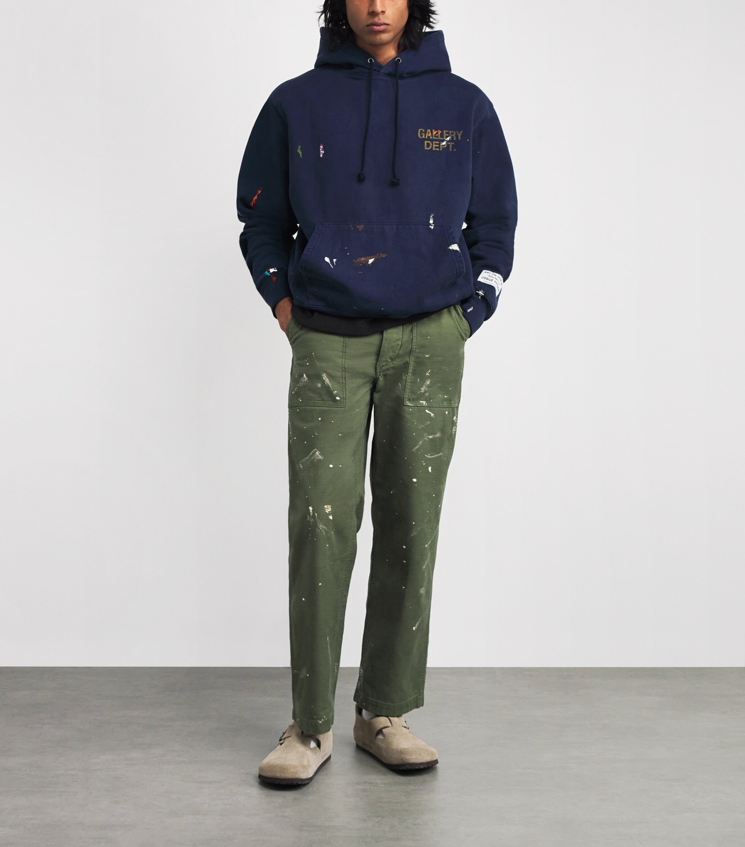 GALLERY DEPT. Mens Cotton Logo Paint Hoodie Vintage Navy Image 2