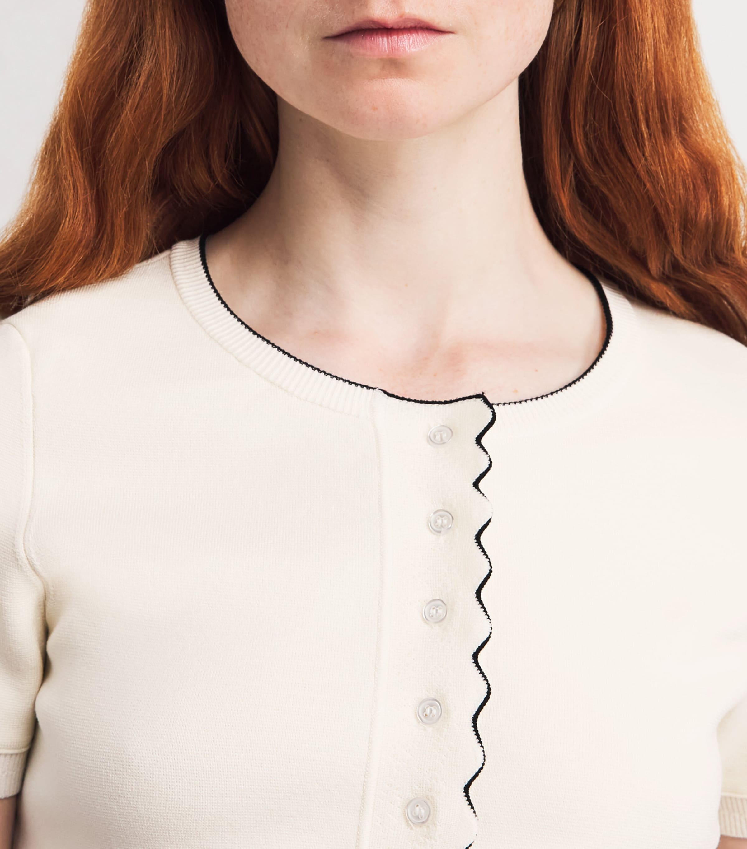 Claudie Pierlot Womens Contrast-Knit Cardigan Ecru Image 3