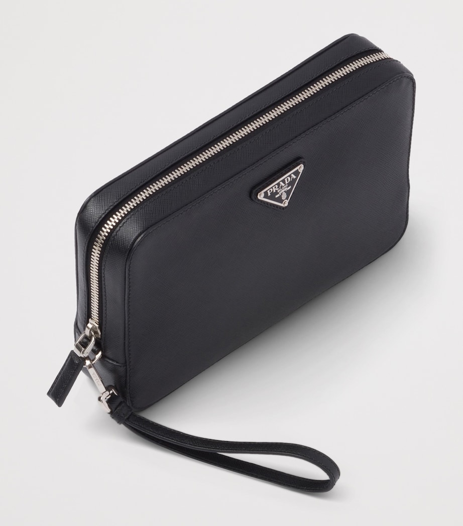 Prada Saffiano Leather Pouch Black Image 4