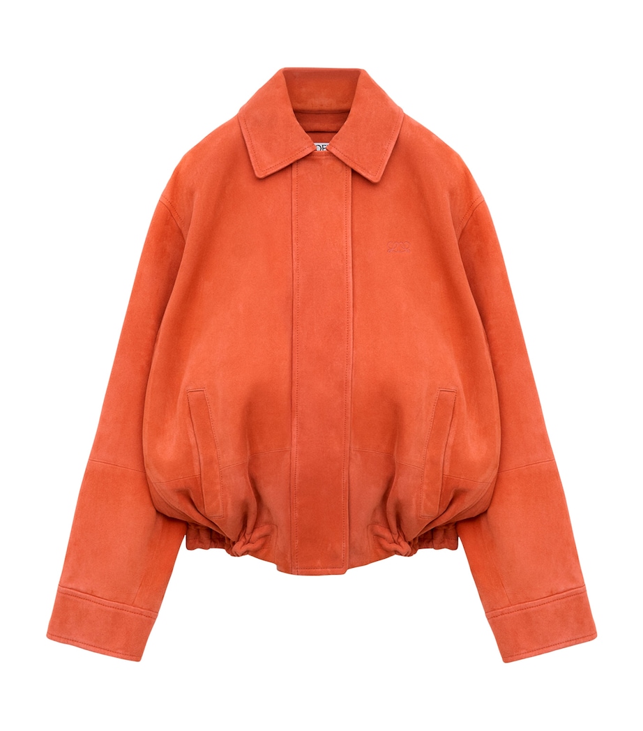 LOEWE Womens Suede Drawstring Jacket Orange Image 1