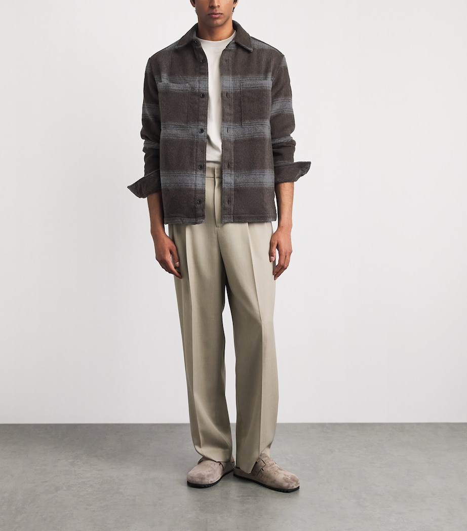 SAMSOE SAMSOE Mens Melange Flannel Overshirt Brown Melange Ch. Image 2