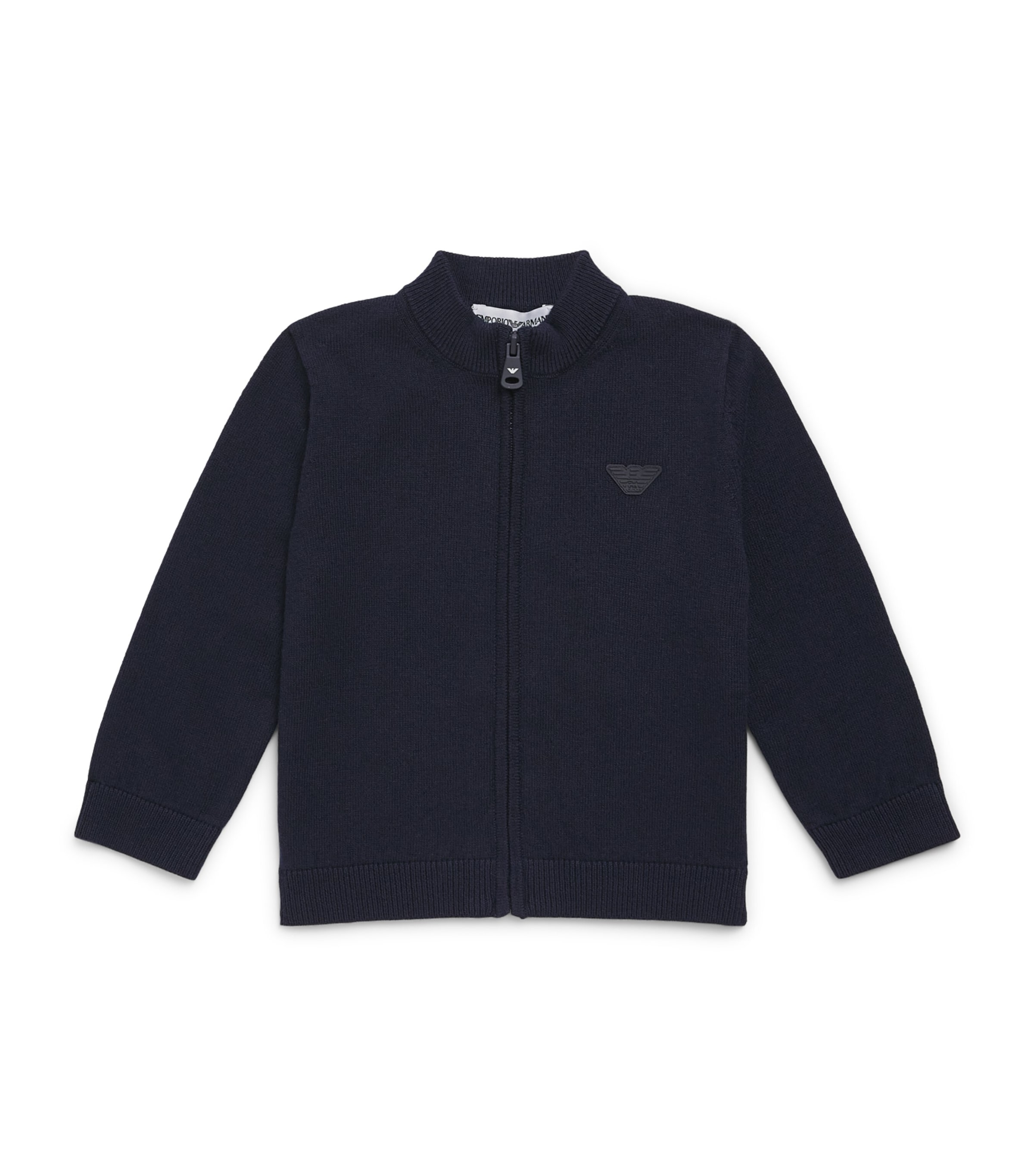 Emporio Armani Kids Eagle Zip-Up Cardigan (6-36 Months) Iconico Blu Image 1