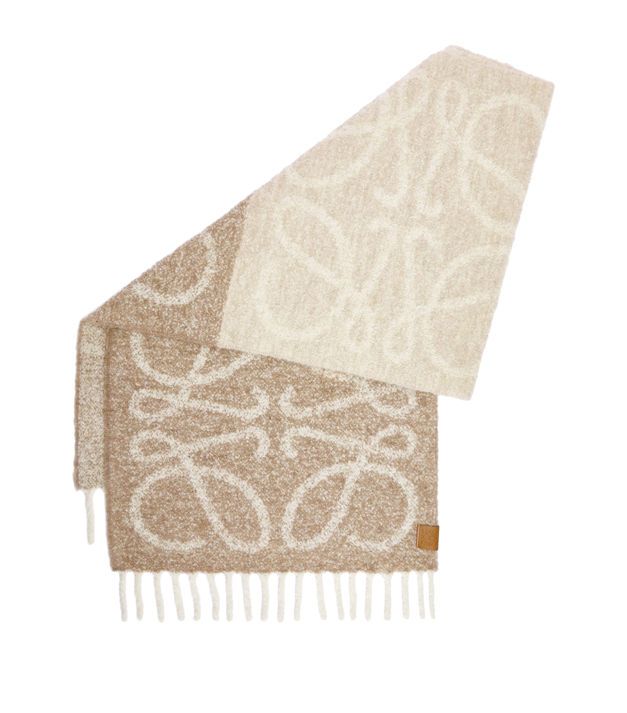 Loewe Alpaca-blend Anagram Scarf In Beige