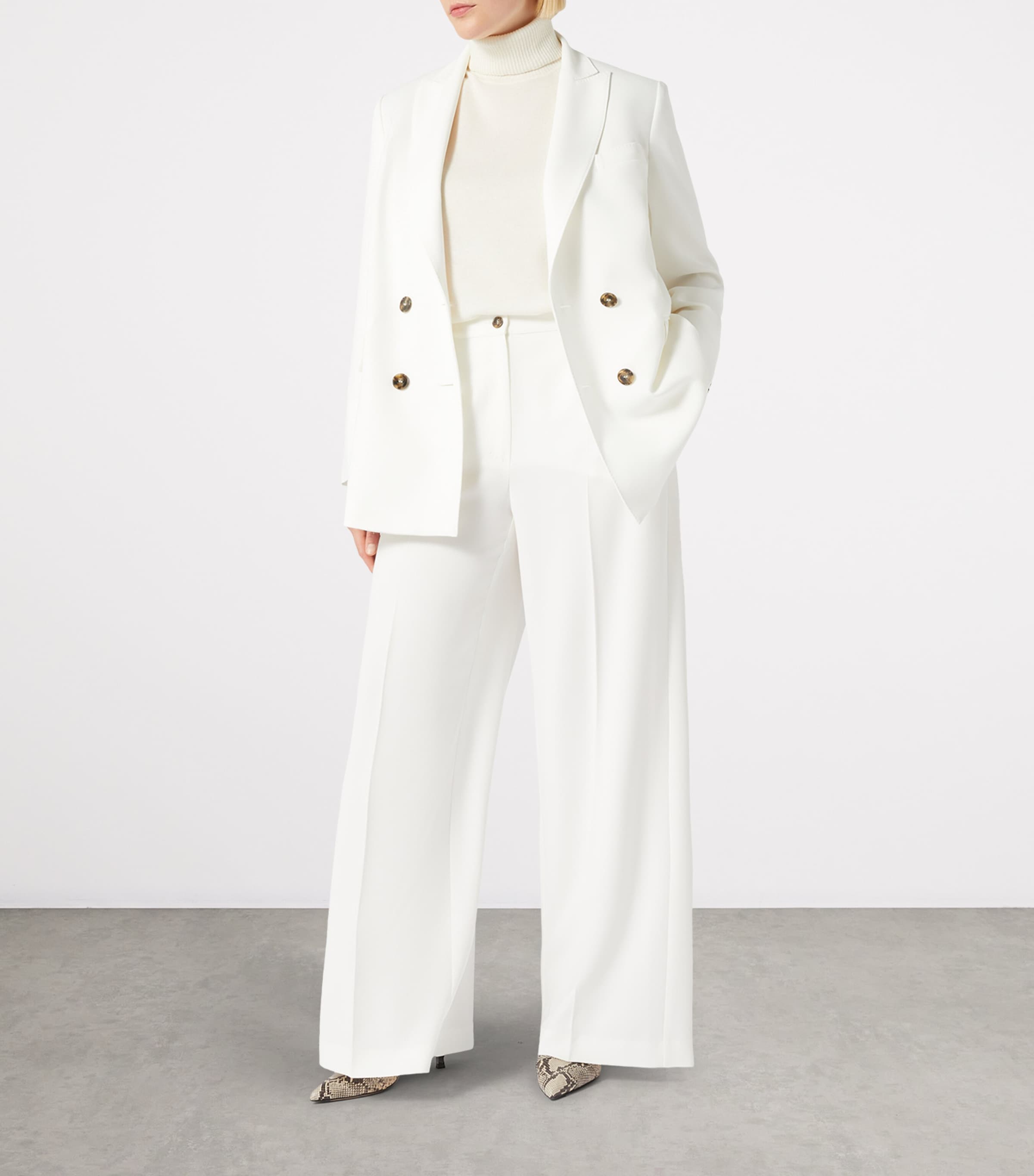 Double-Breasted Fox Blazer WHITE Image 5