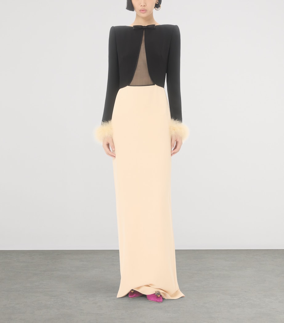 Silk Feather-Trim Gown TB1 Image 5