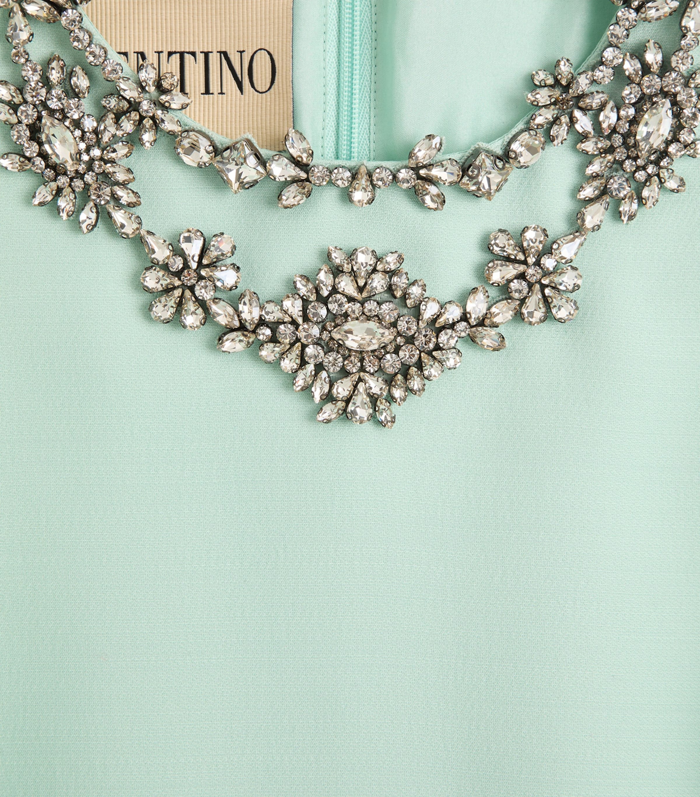 Valentino Womens Wool-Silk Crepe Embellished Midi Dress Image 3