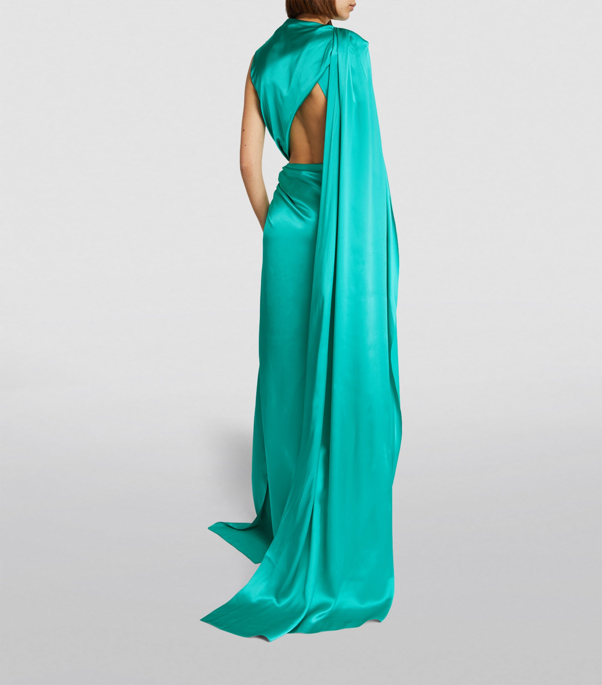 Roksanda Green Silk Asymmetric Orien Gown | Harrods IT