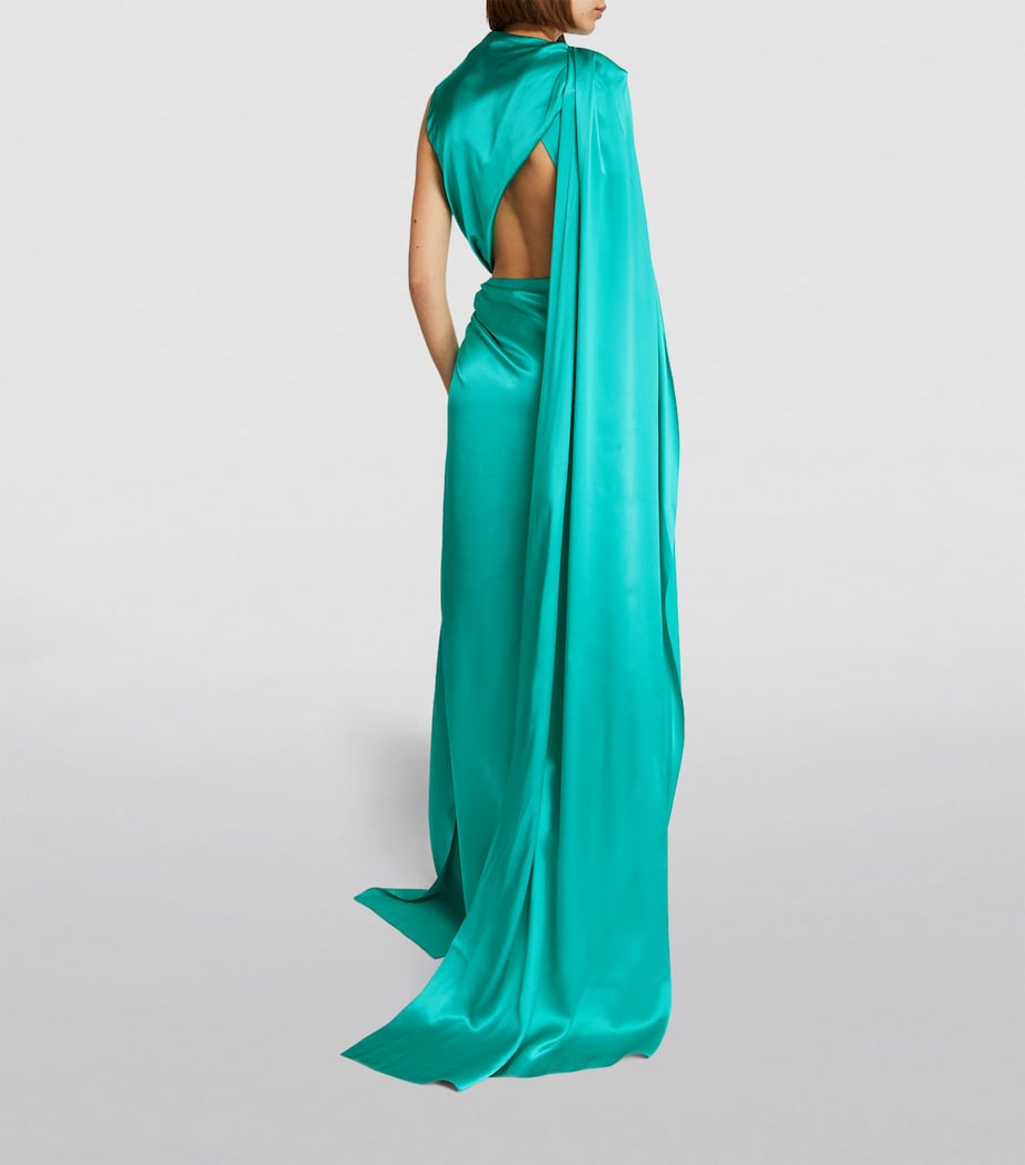 Roksanda Green Silk Asymmetric Orien Gown | Harrods IT Roksanda Green Silk Asymmetric Orien Gown | Harrods IT