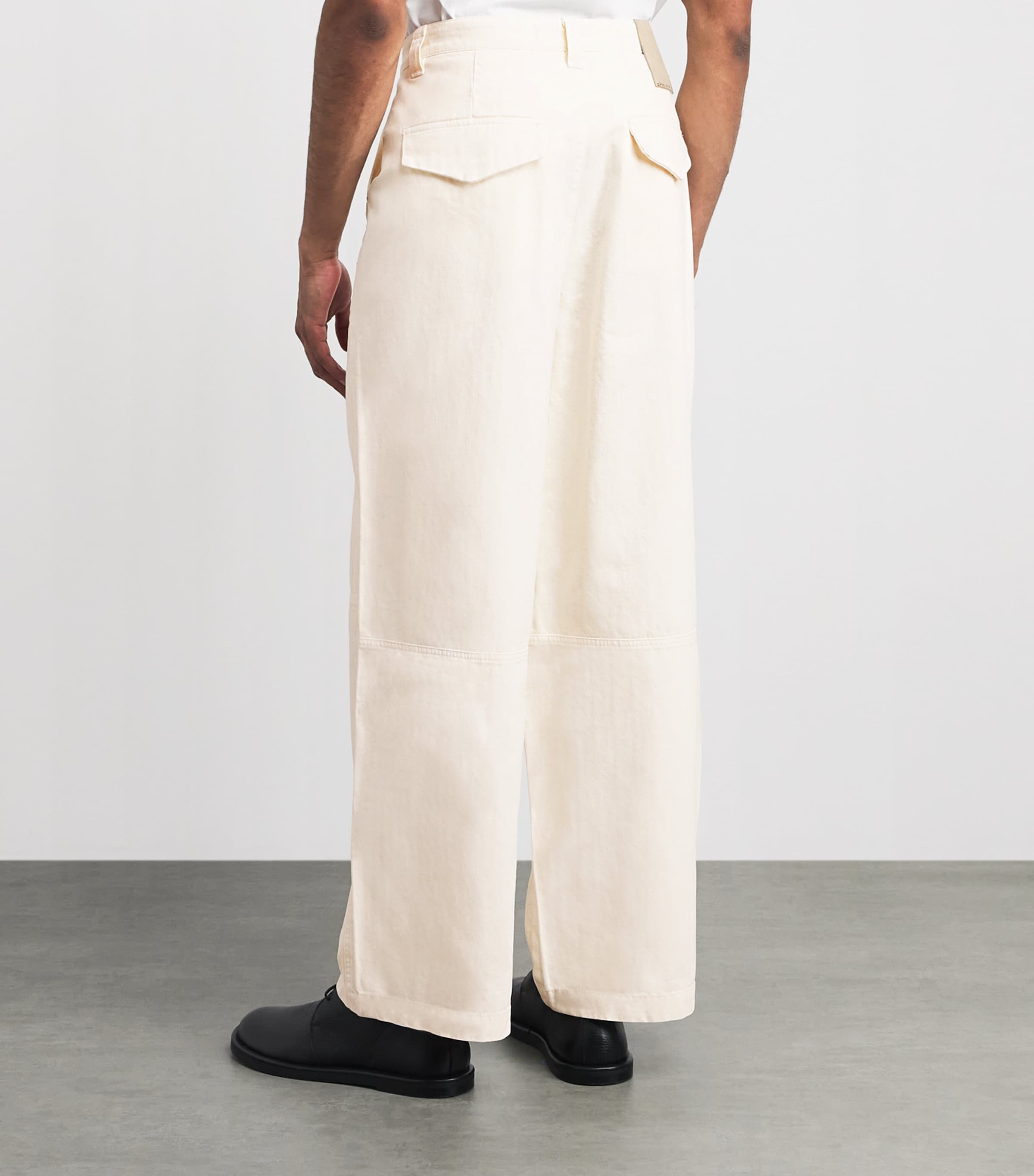 about:blank Mens Cotton Wide-Leg Carpenter Trousers Oat Image 5