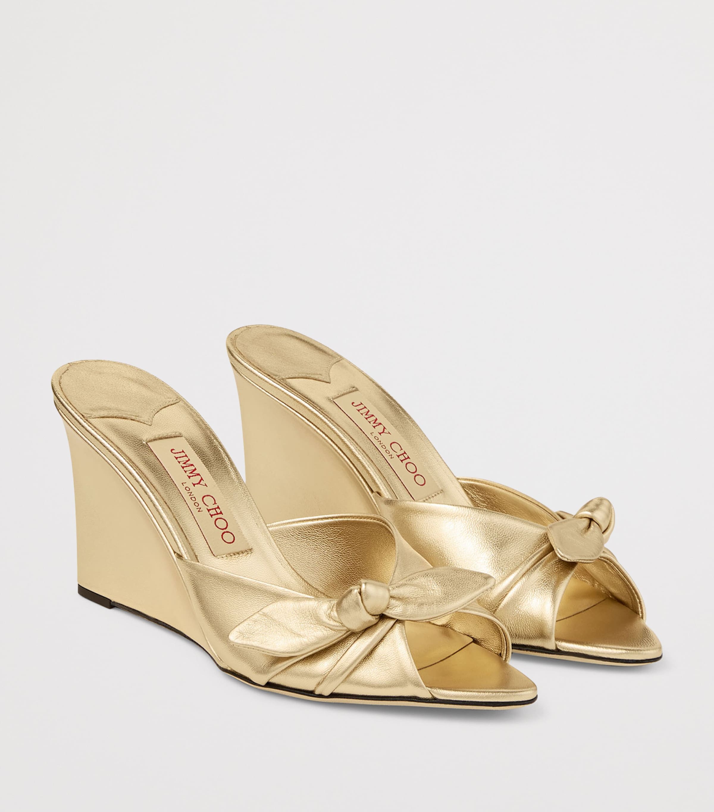 Jimmy Choo Livi 85 Leather Wedge Mules Gold/gold Image 2