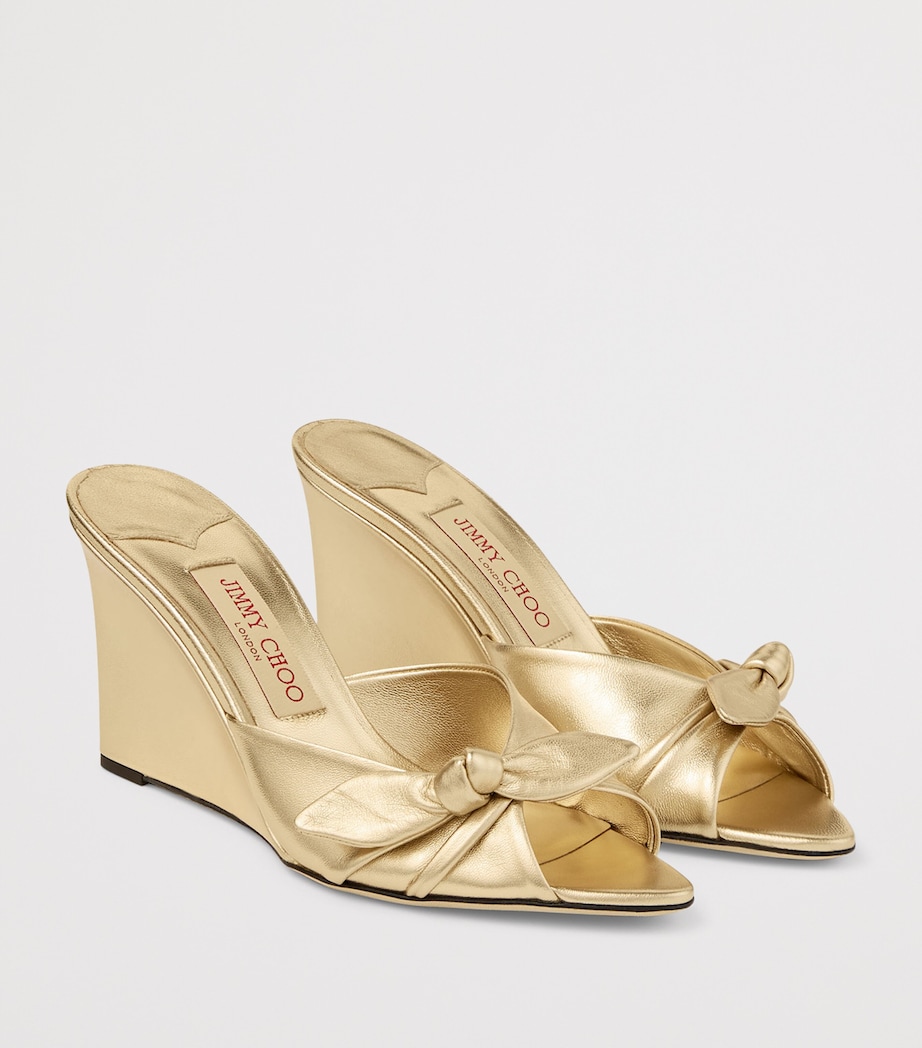 Jimmy Choo Livi 85 Leather Wedge Mules Gold/gold Image 2