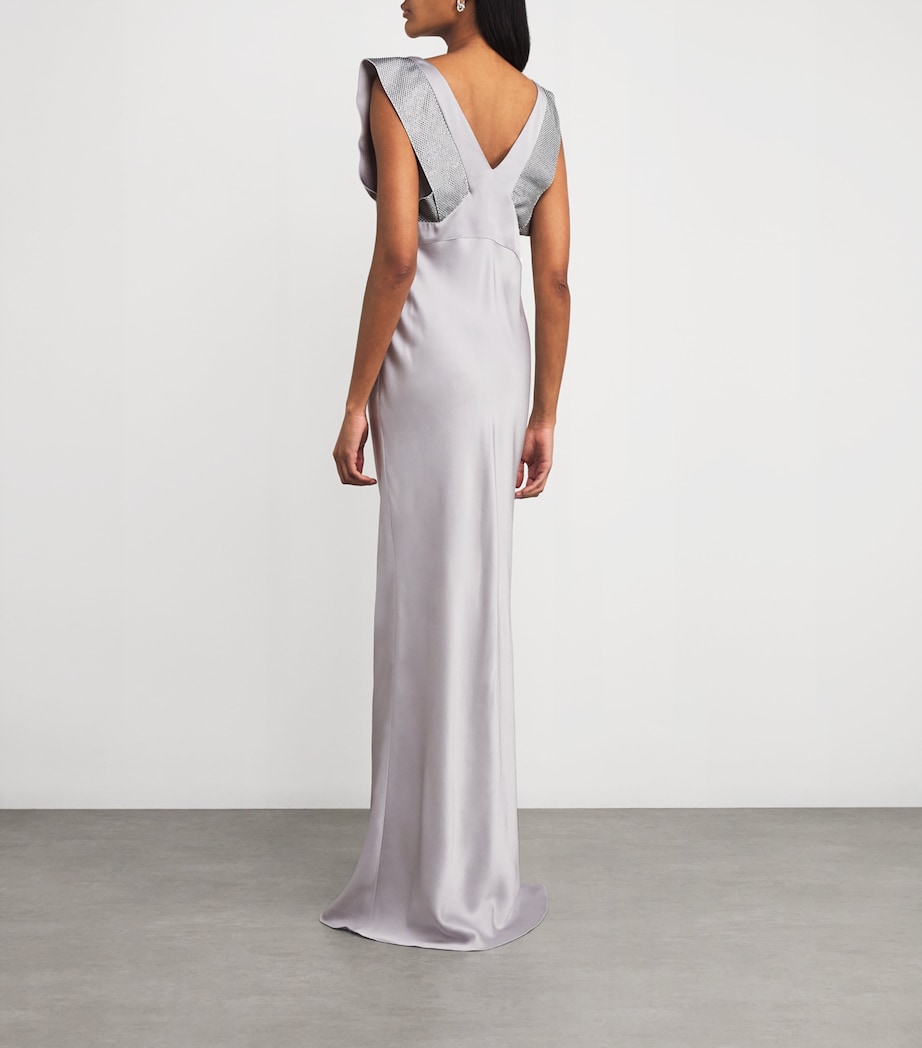 Satin Crystal-Embellished Gown 4905 PEARL BLUE Image 3