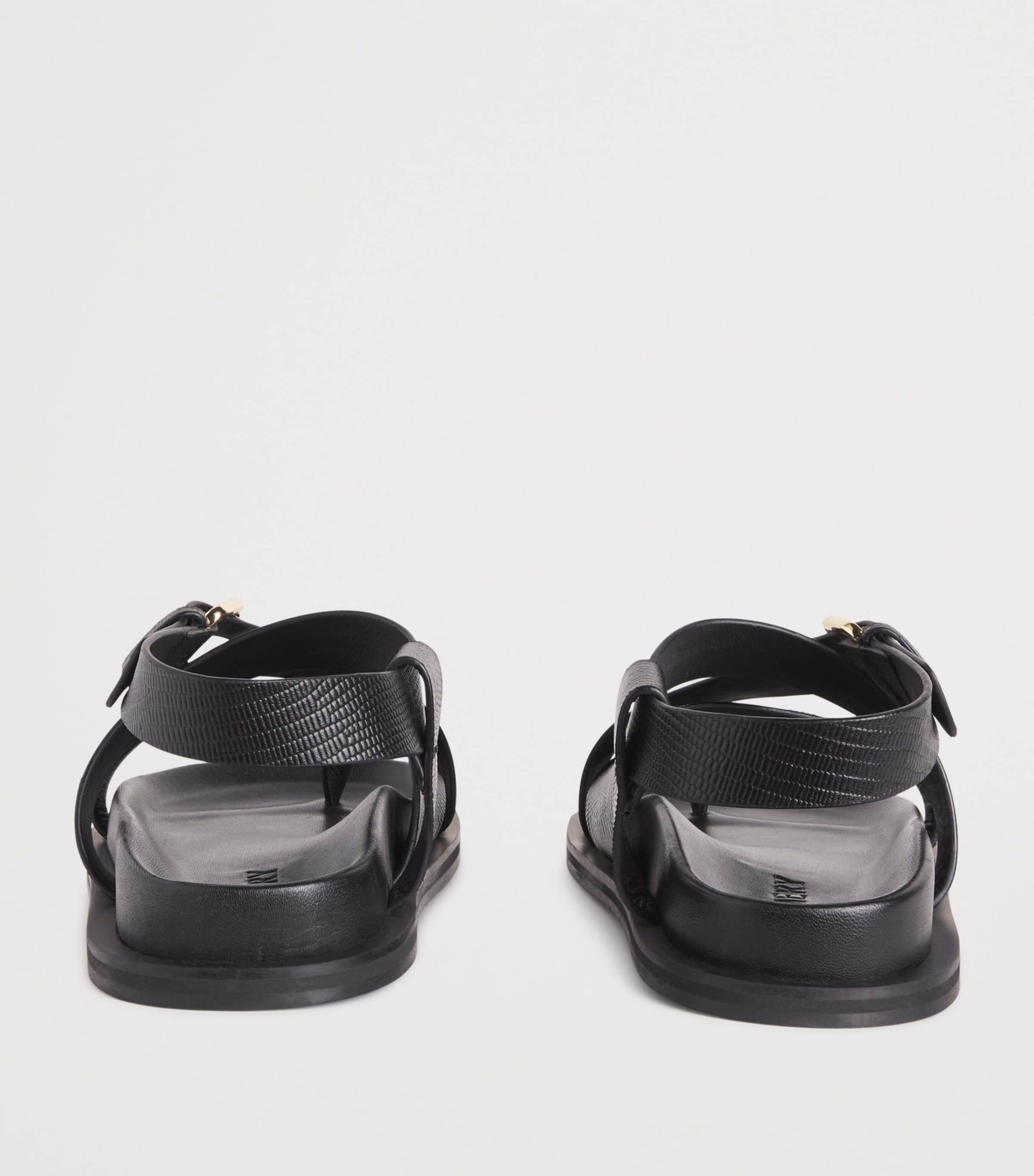 Leather Elbert Sandals BLACK EMBSSED LIZARD Image 4