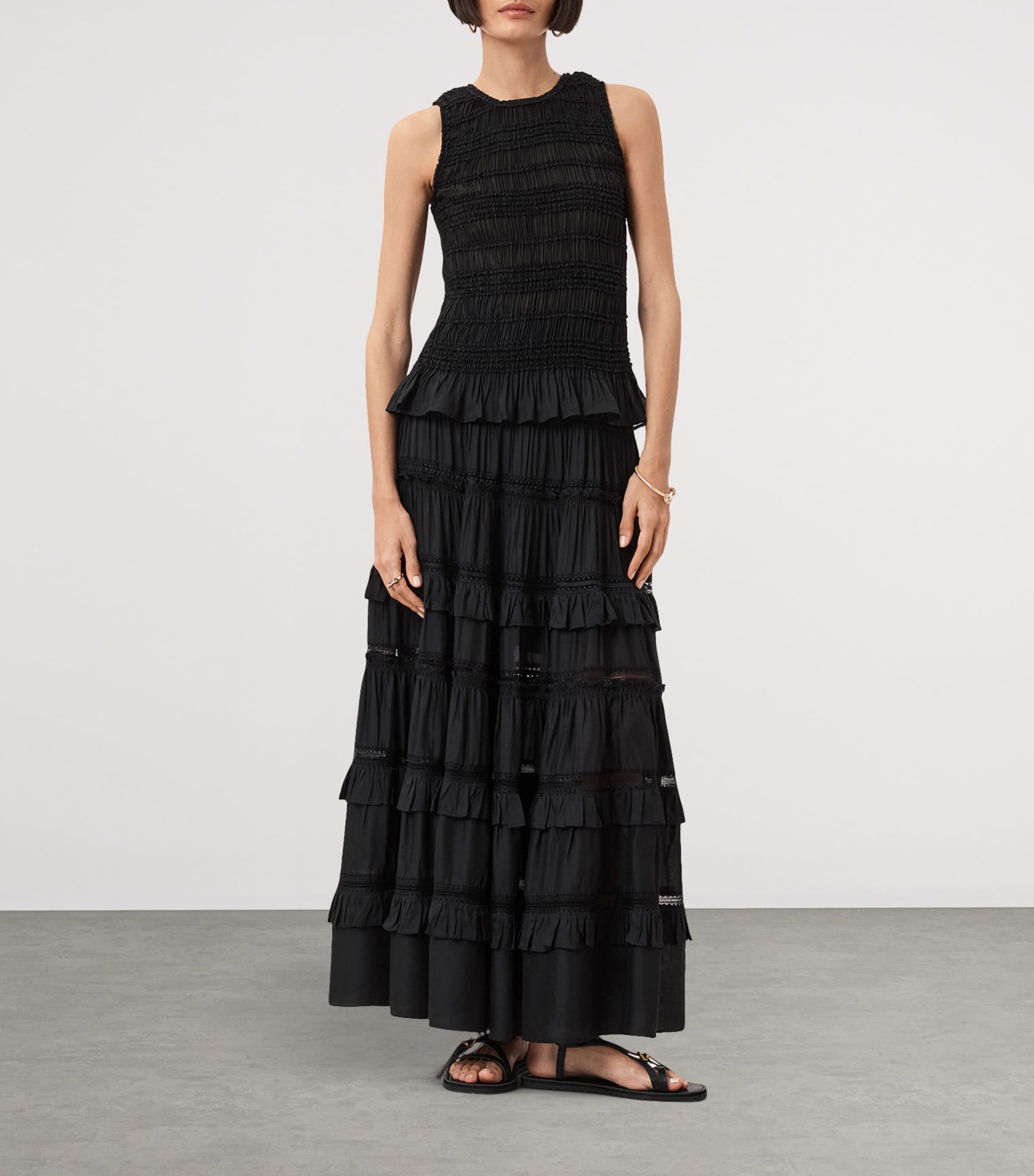 Shirred Marion Sleeveless Top BLACK Image 2