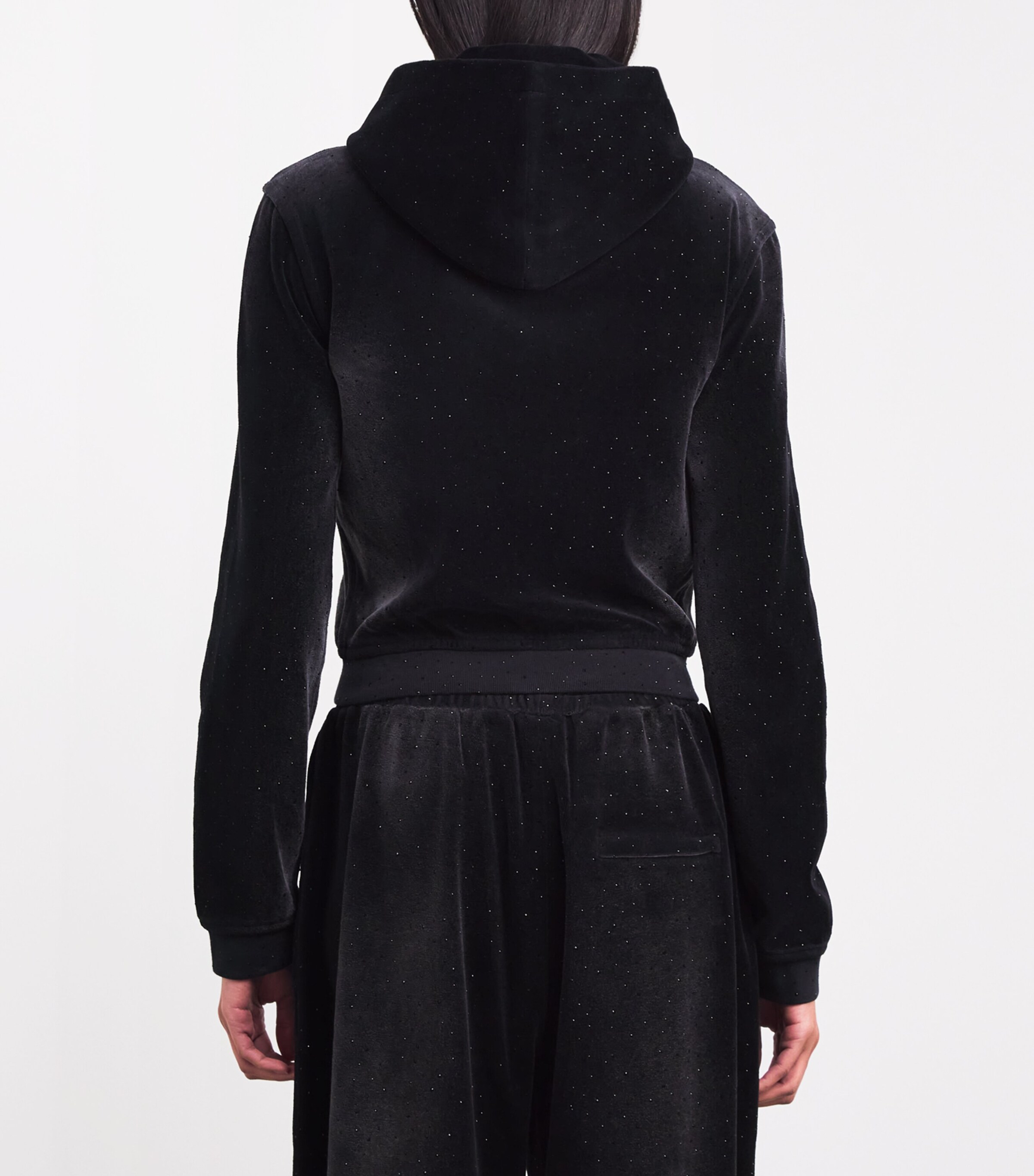 Alexander Wang Womens Velour Rhinestone Hotfix Hoodie Washed Nickel Image 4