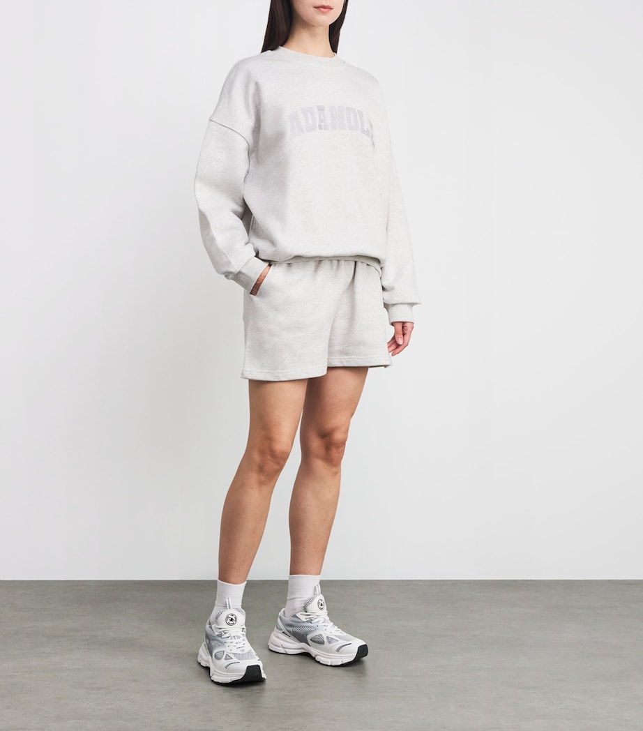 Organic Cotton Varsity Sweat Shorts LGHT GRY MLNGE/GREEN Image 2