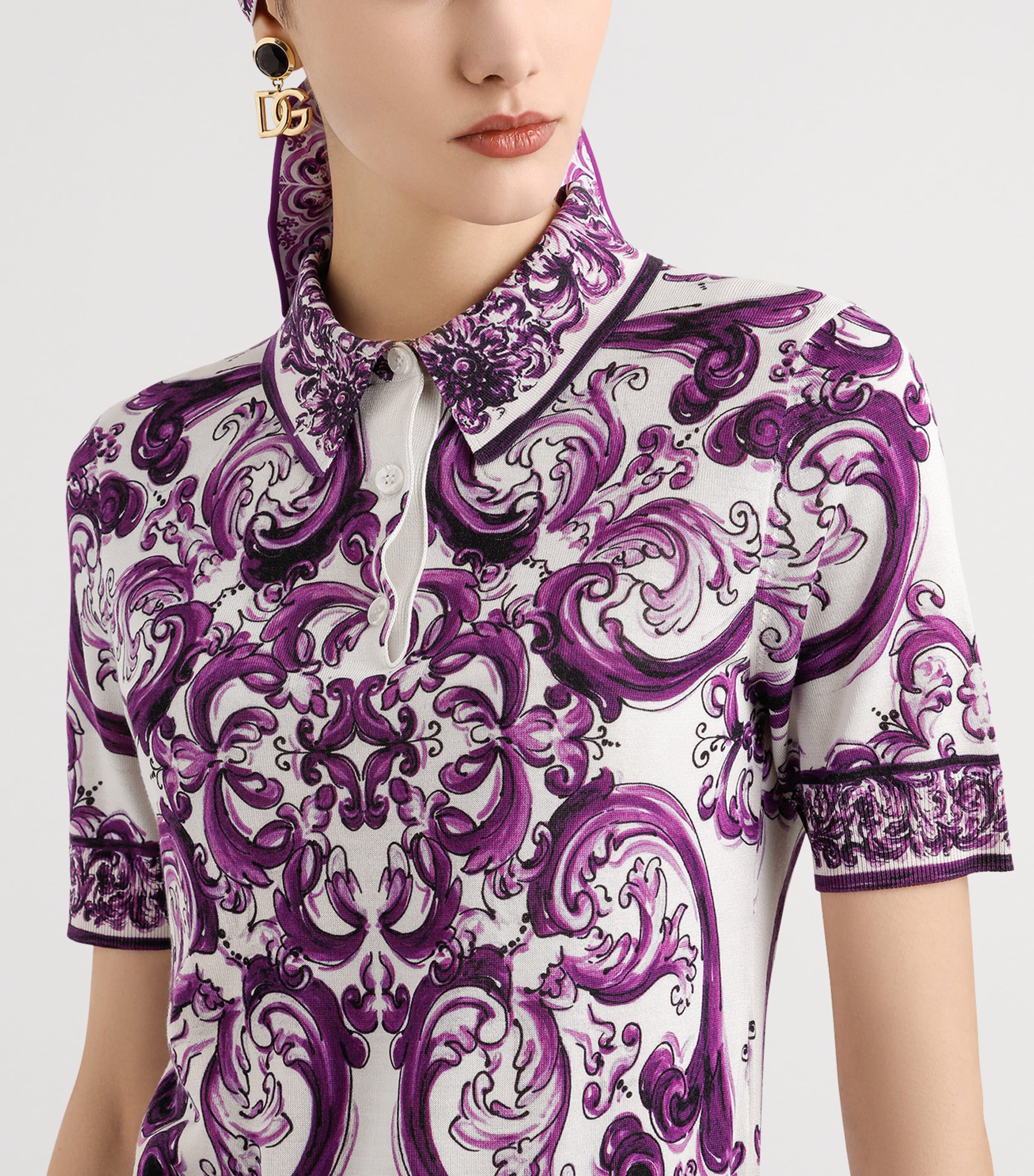 Silk Majolica Print Polo Shirt H15DQ-MAIOLICA Image 4