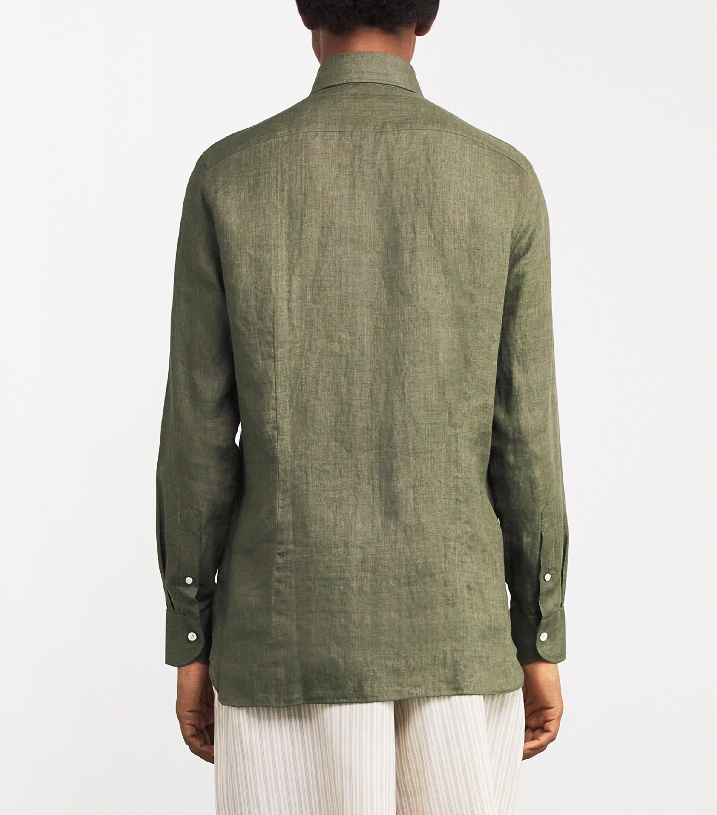 100HANDS Mens Linen Shirt Green Image 4