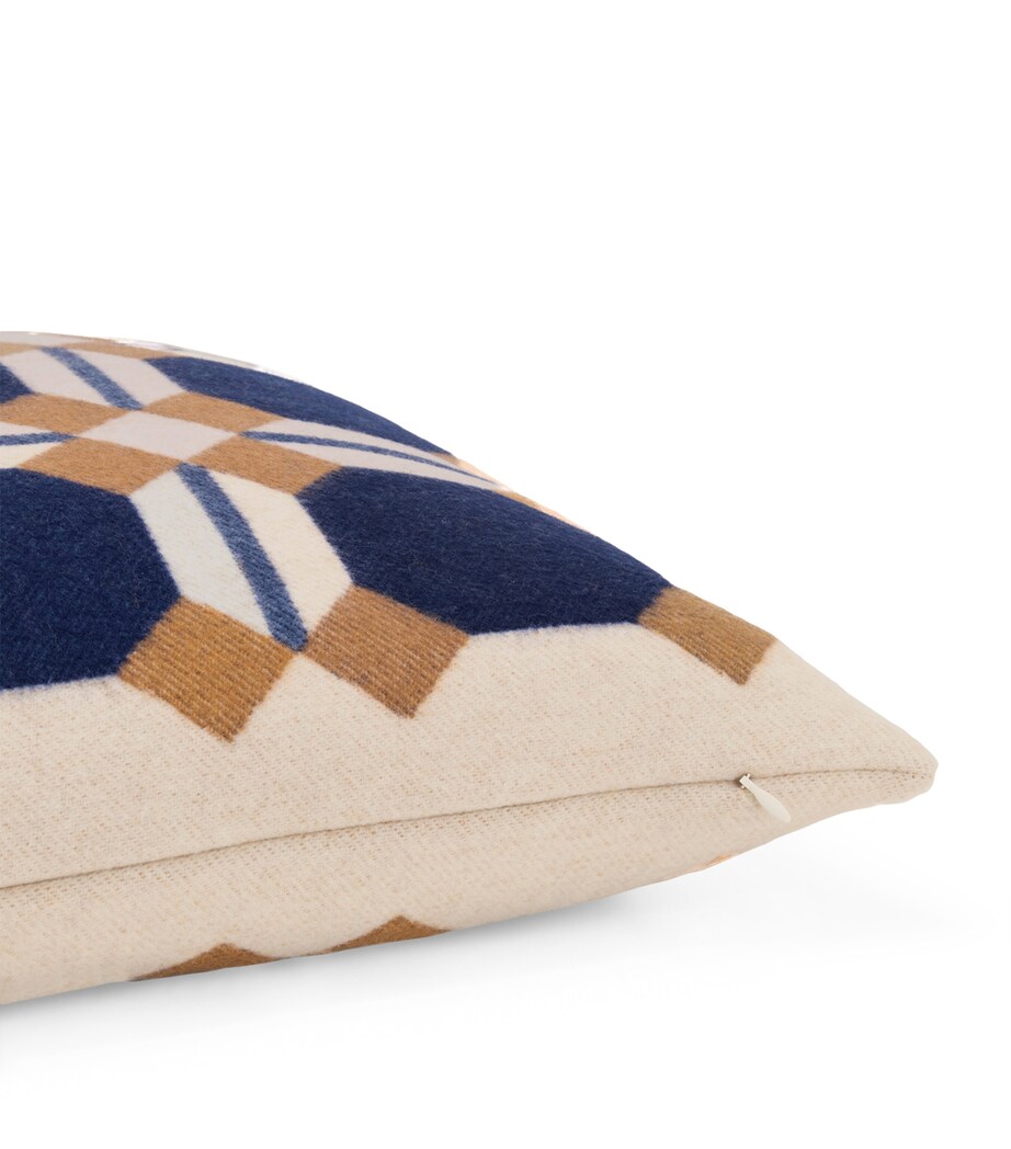Wool-Cashmere Deco 004 Cushion (50cm x 50cm) 8E30 - BLUE/CREAM Image 6