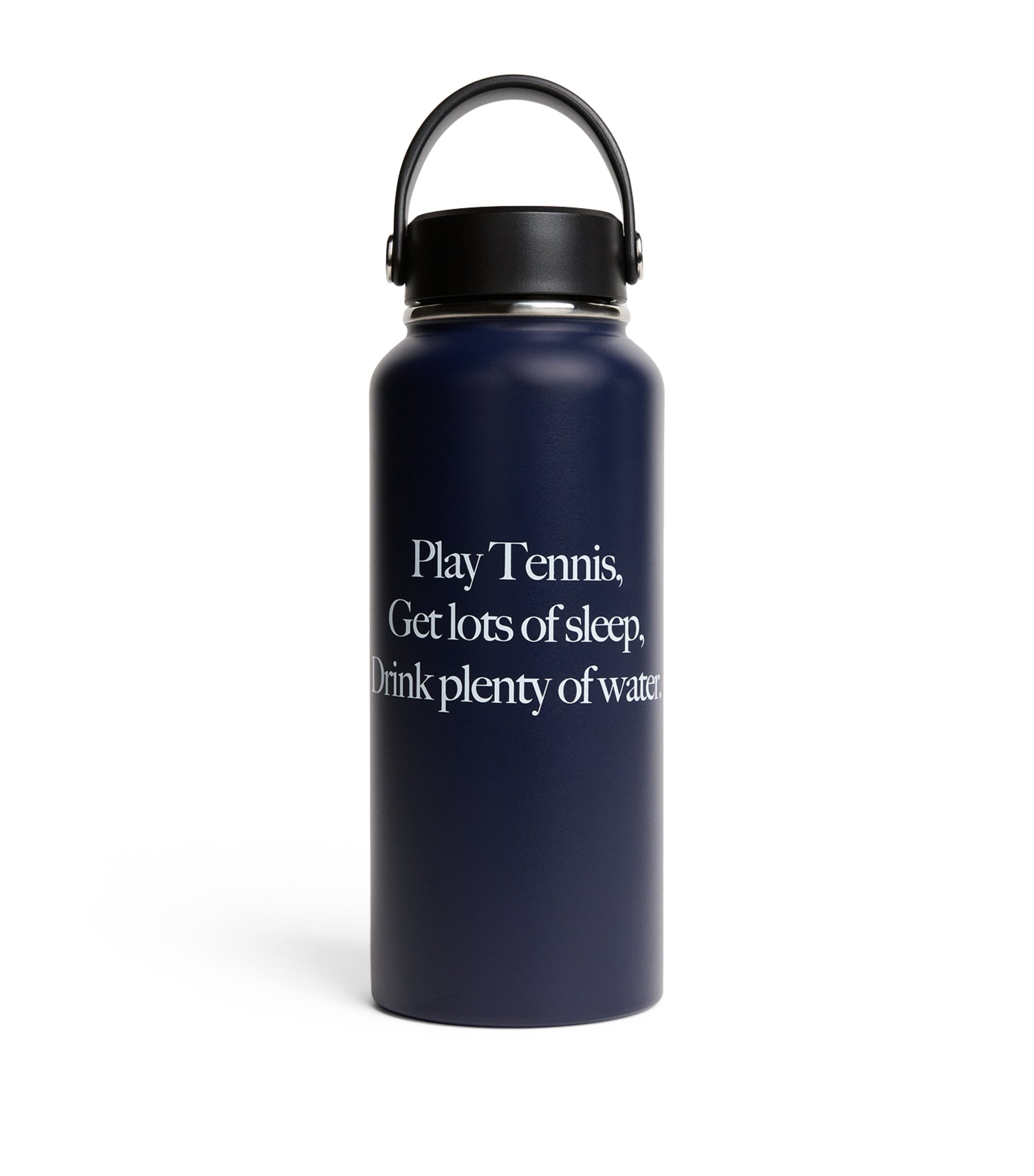 Sporty & Rich Play Tennis Water Bottle (1L) Dark Navy Image 1