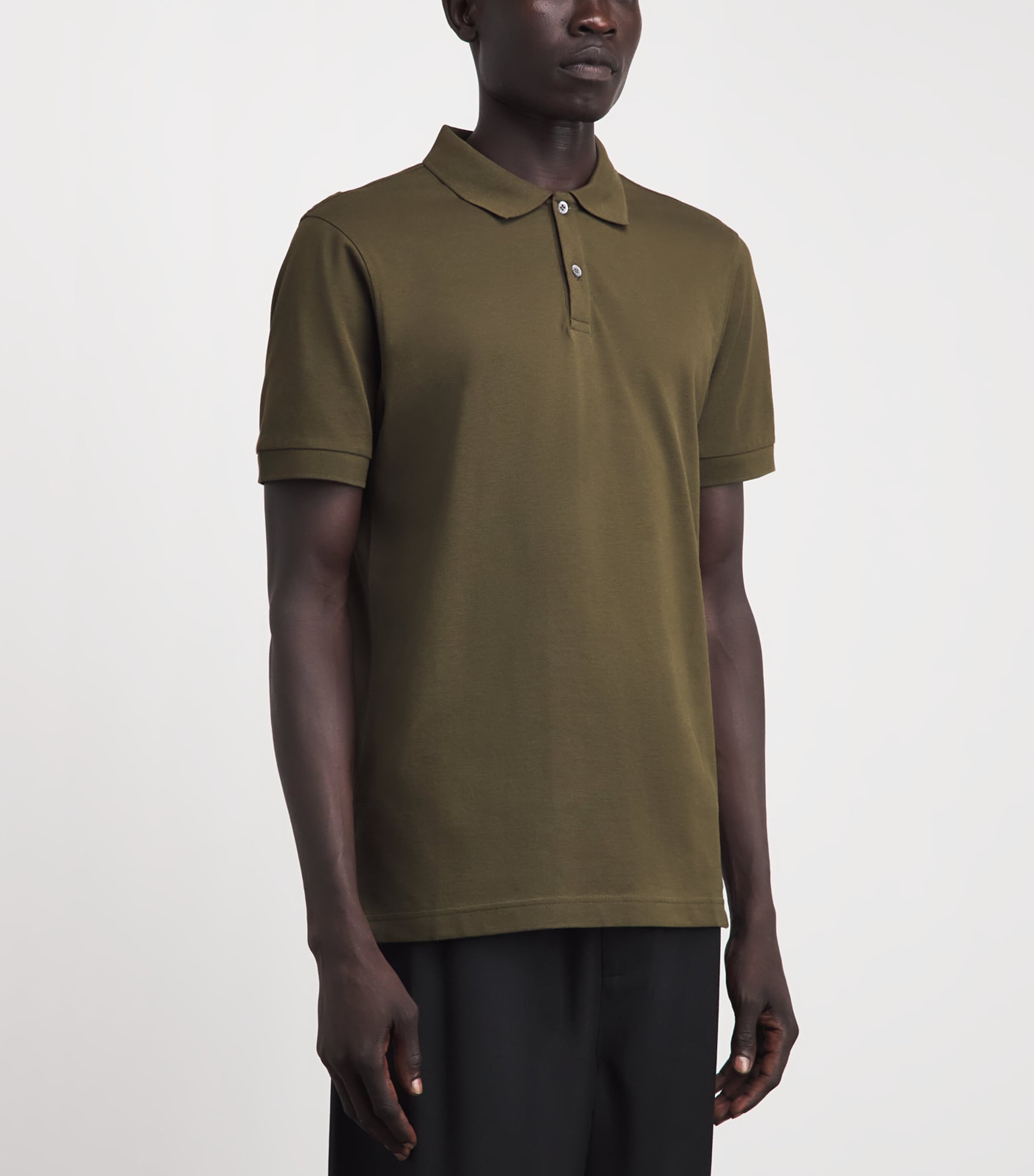 Sunspel Mens Supima Cotton Polo Shirt Loden Green Image 4