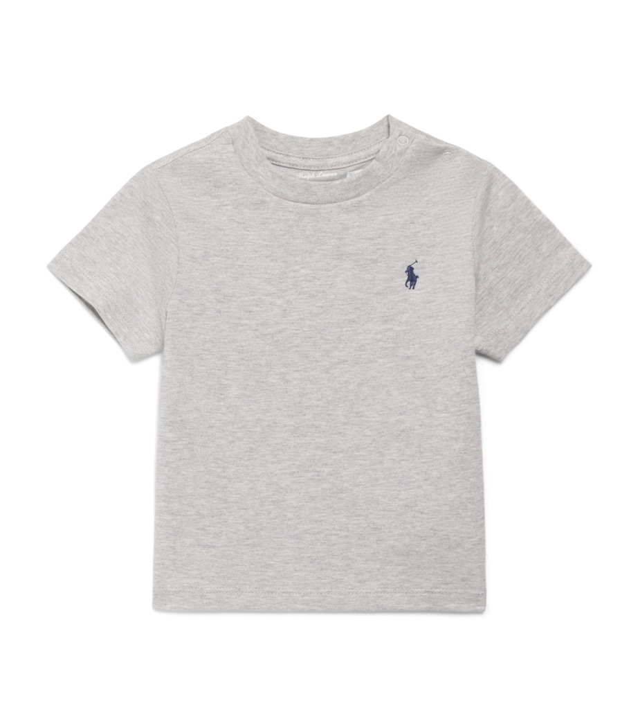 Ralph Lauren Kids Cotton Logo T-Shirt (3-24 Months) Andover Heather Image 1