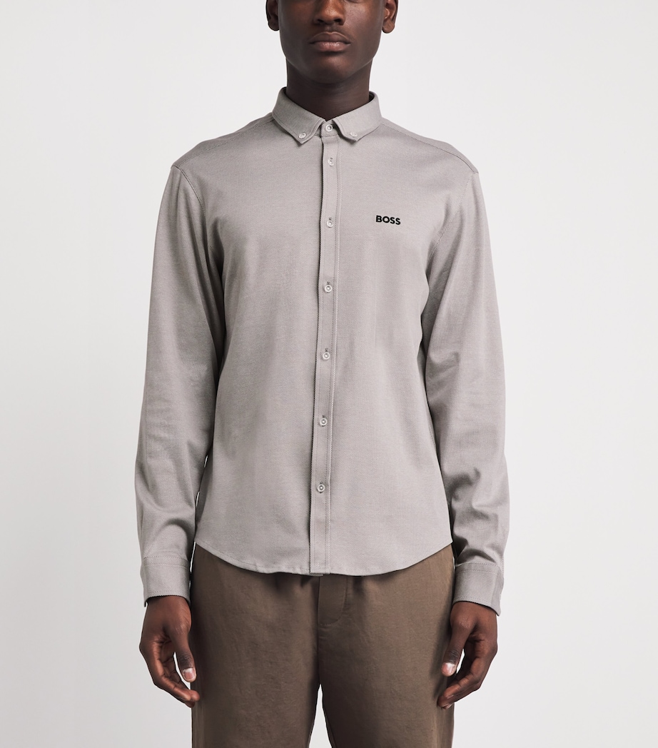 BOSS Mens Cotton Shirt Open Grey Image 4