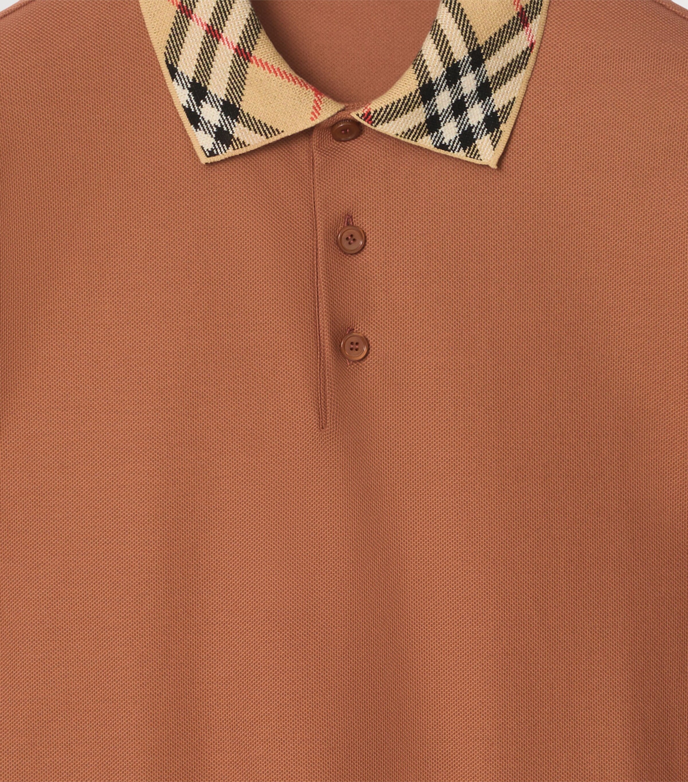 Cotton Piqué Slim Polo Shirt GINGER BROWN Image 4