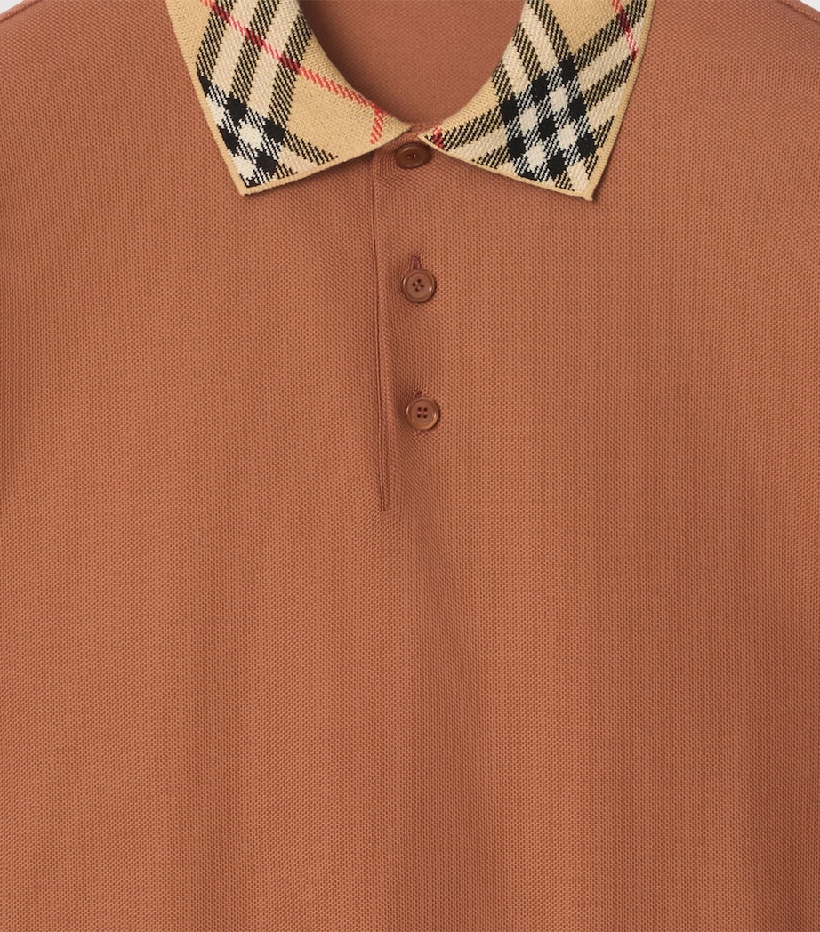 Cotton Piqué Slim Polo Shirt GINGER BROWN Image 4