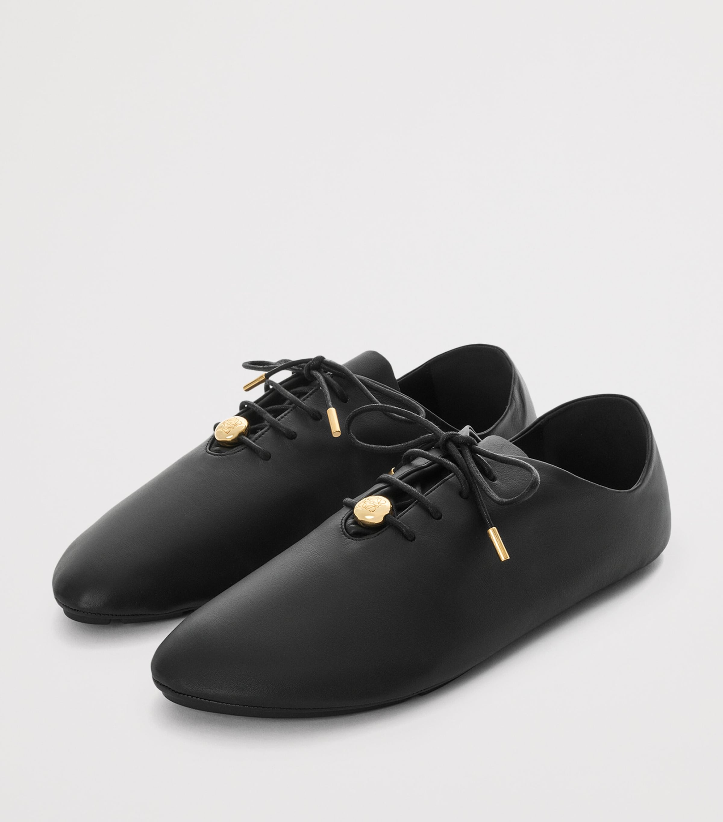 LOEWE Black Leather Pebble Soft Lace-Up Shoes | Harrods US