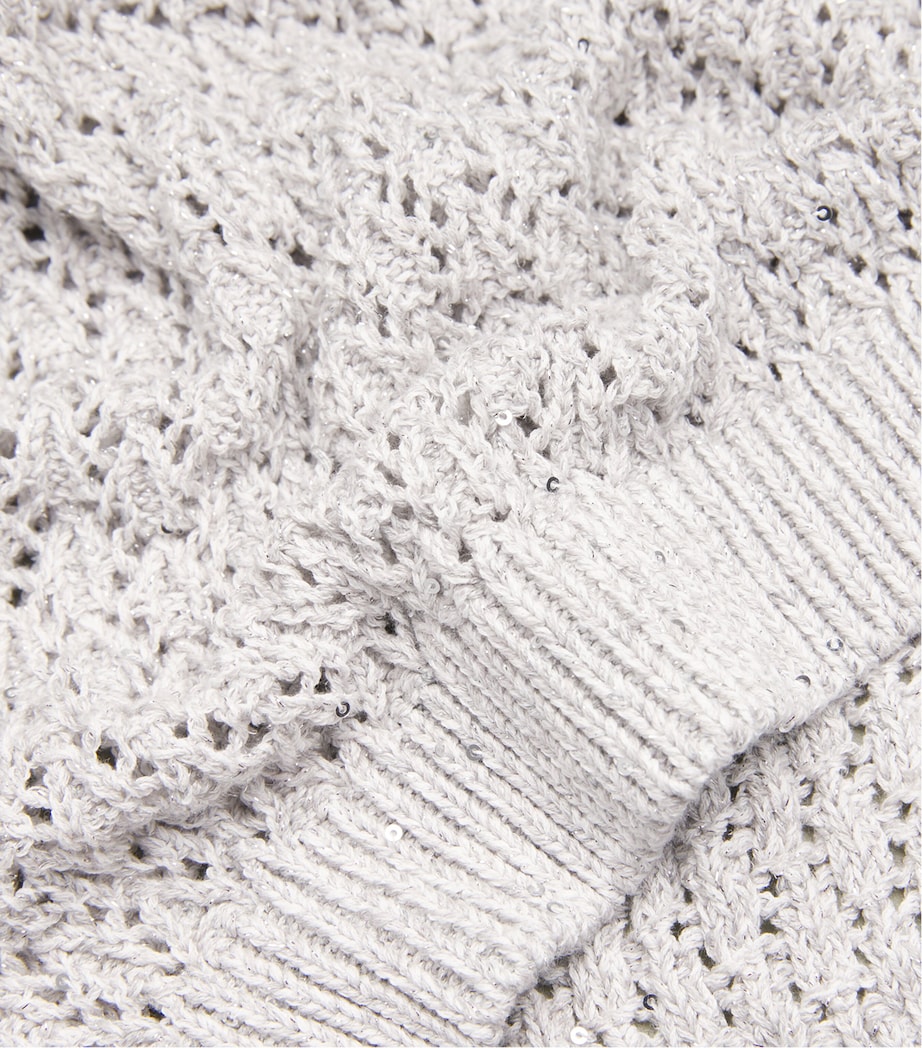 Linen-Blend Sequin-Embellished Sweater Vest GRIGIO PERLA Image 5