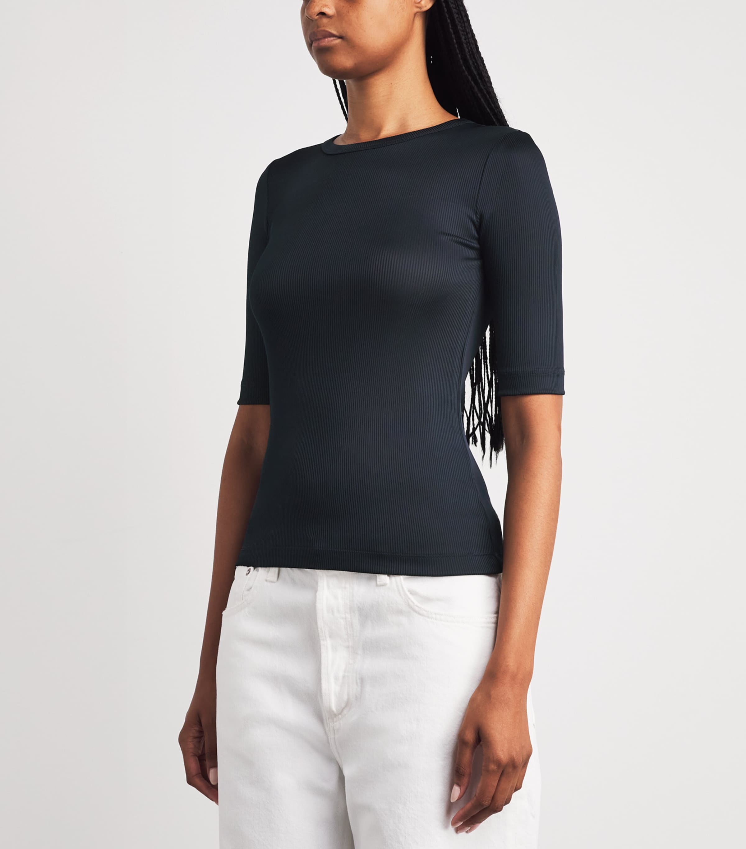 AGOLDE Womens Ribbed Saige T-Shirt Nvy Navy Image 4